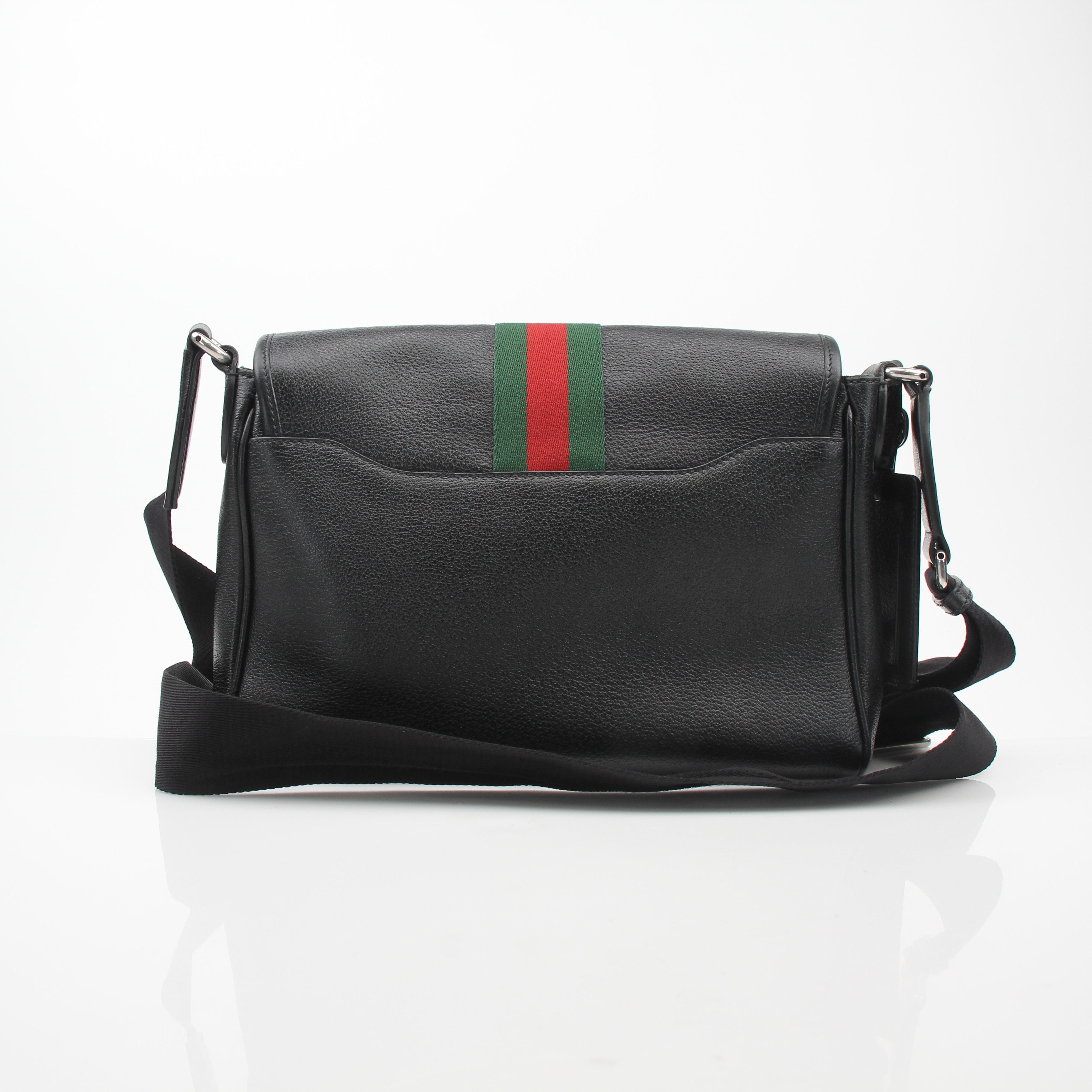 Gucci Black Pebbled Ophidia Messenger Bag