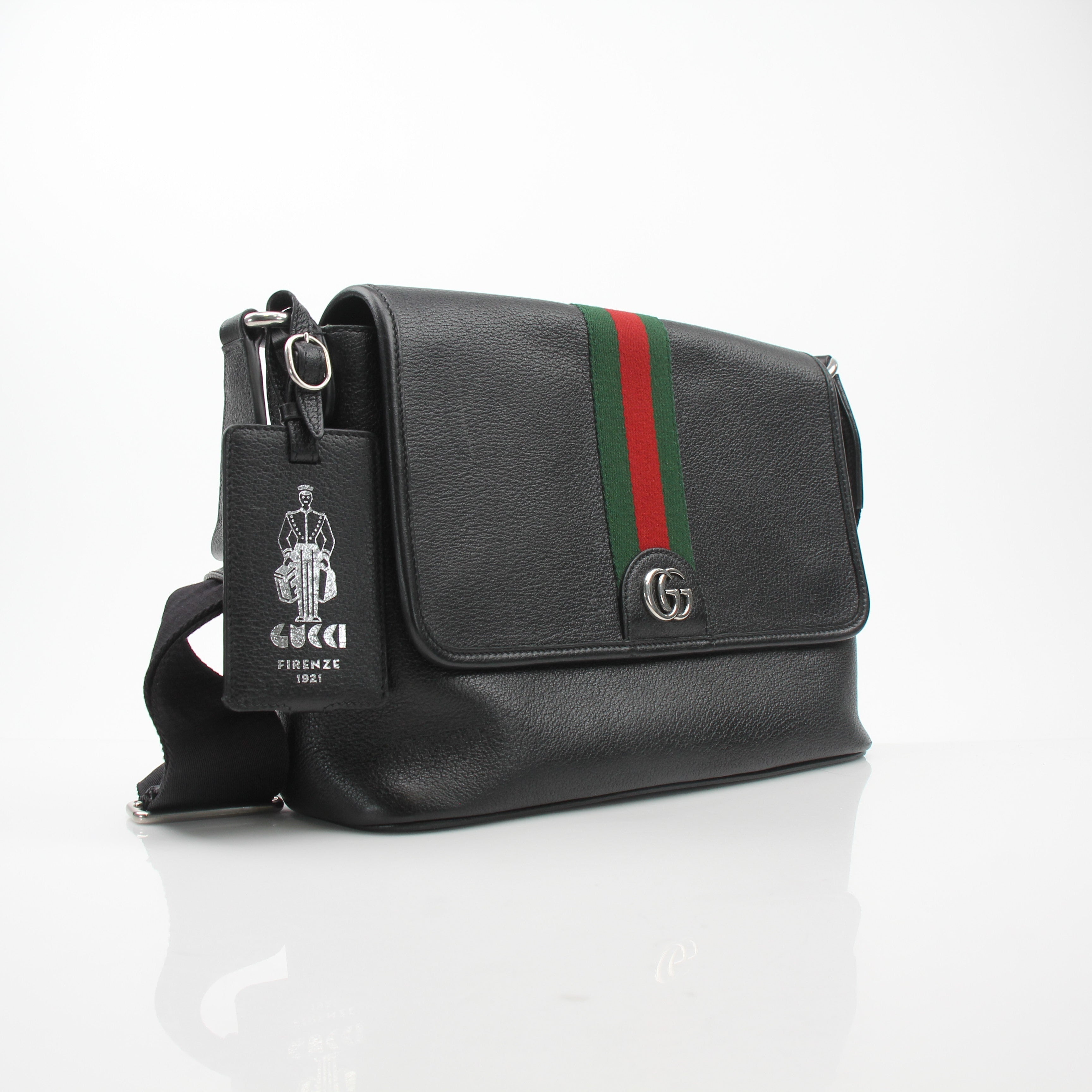 Gucci Black Pebbled Ophidia Messenger Bag