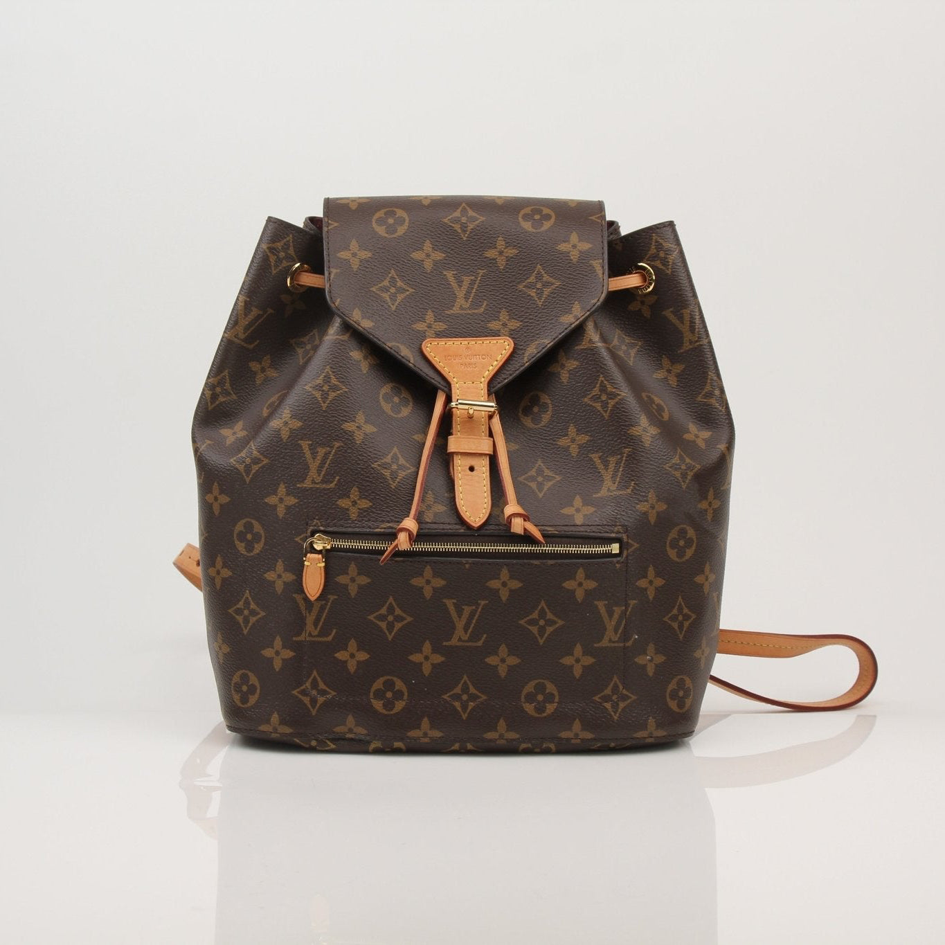 Gold & Beyond Louis Vuitton Montsouris backpack, a stylish travel bag with signature monogram canvas and adjustable straps.