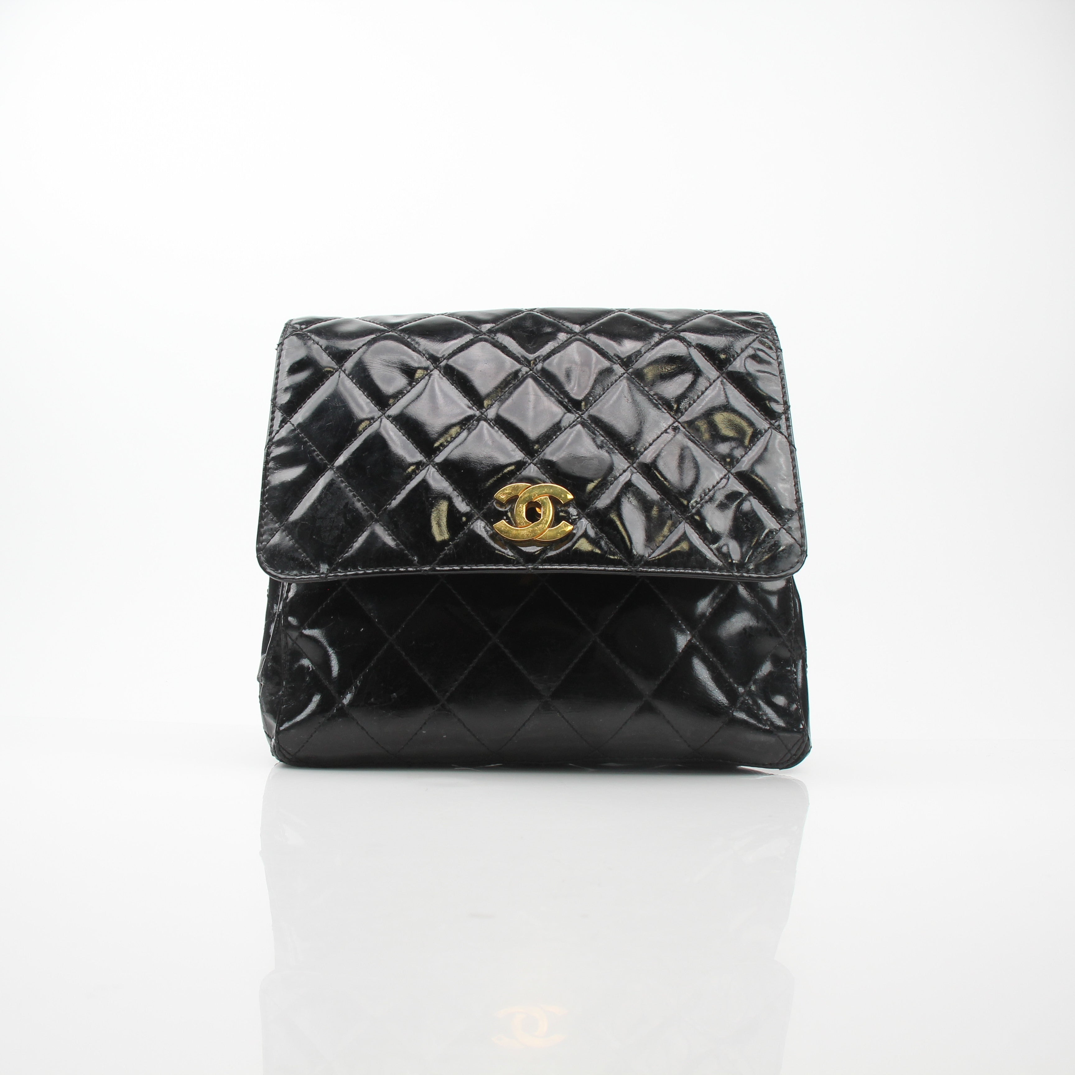 Chanel Quilted Patent Leather Backpack