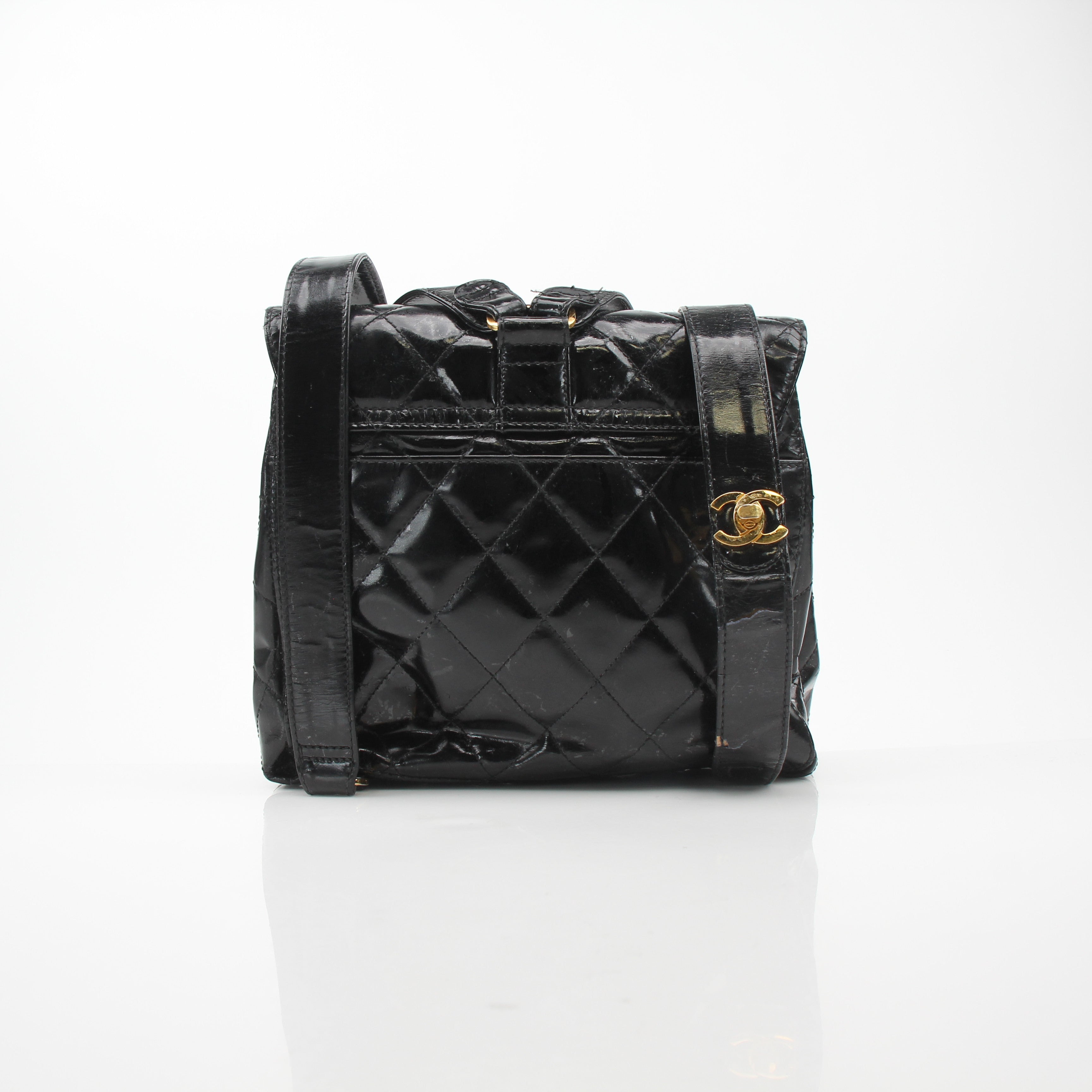 Chanel Quilted Patent Leather Backpack