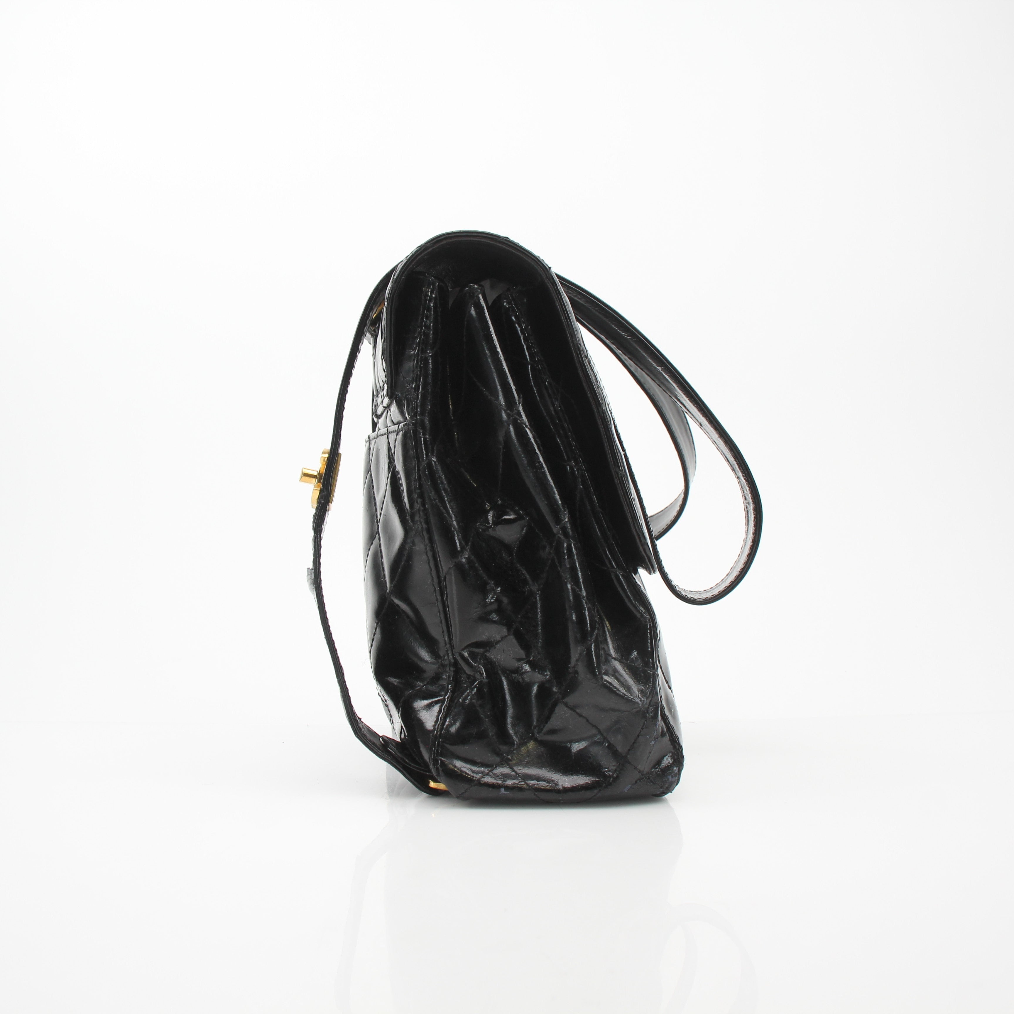 Chanel Quilted Patent Leather Backpack