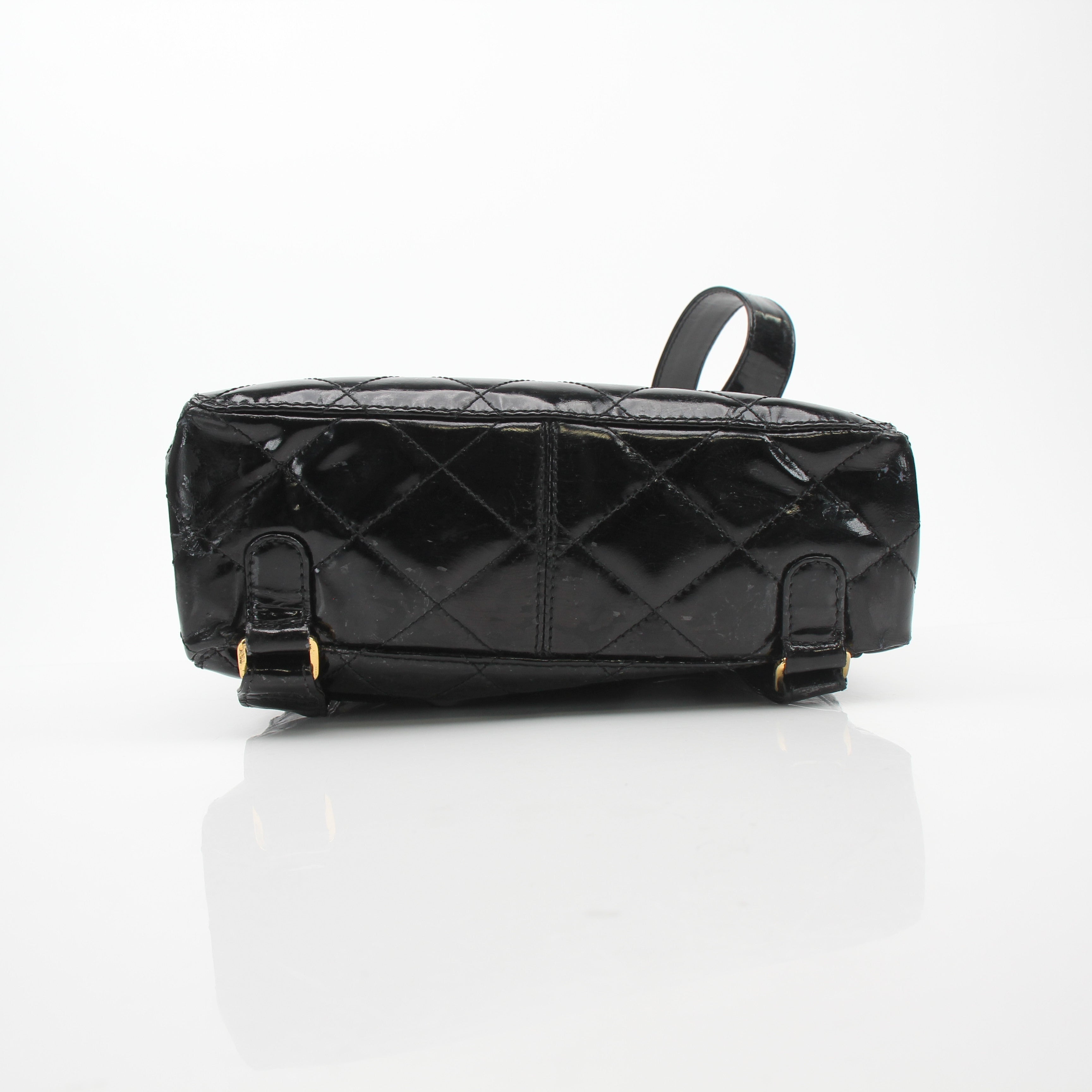 Chanel Quilted Patent Leather Backpack