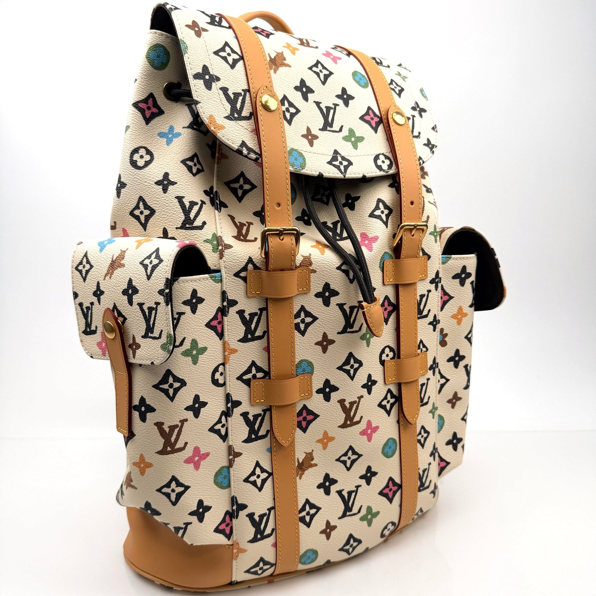 Louis Vuitton Christopher Backpack from Gold & Beyond, stylish travel bag with leather accents and spacious interior.