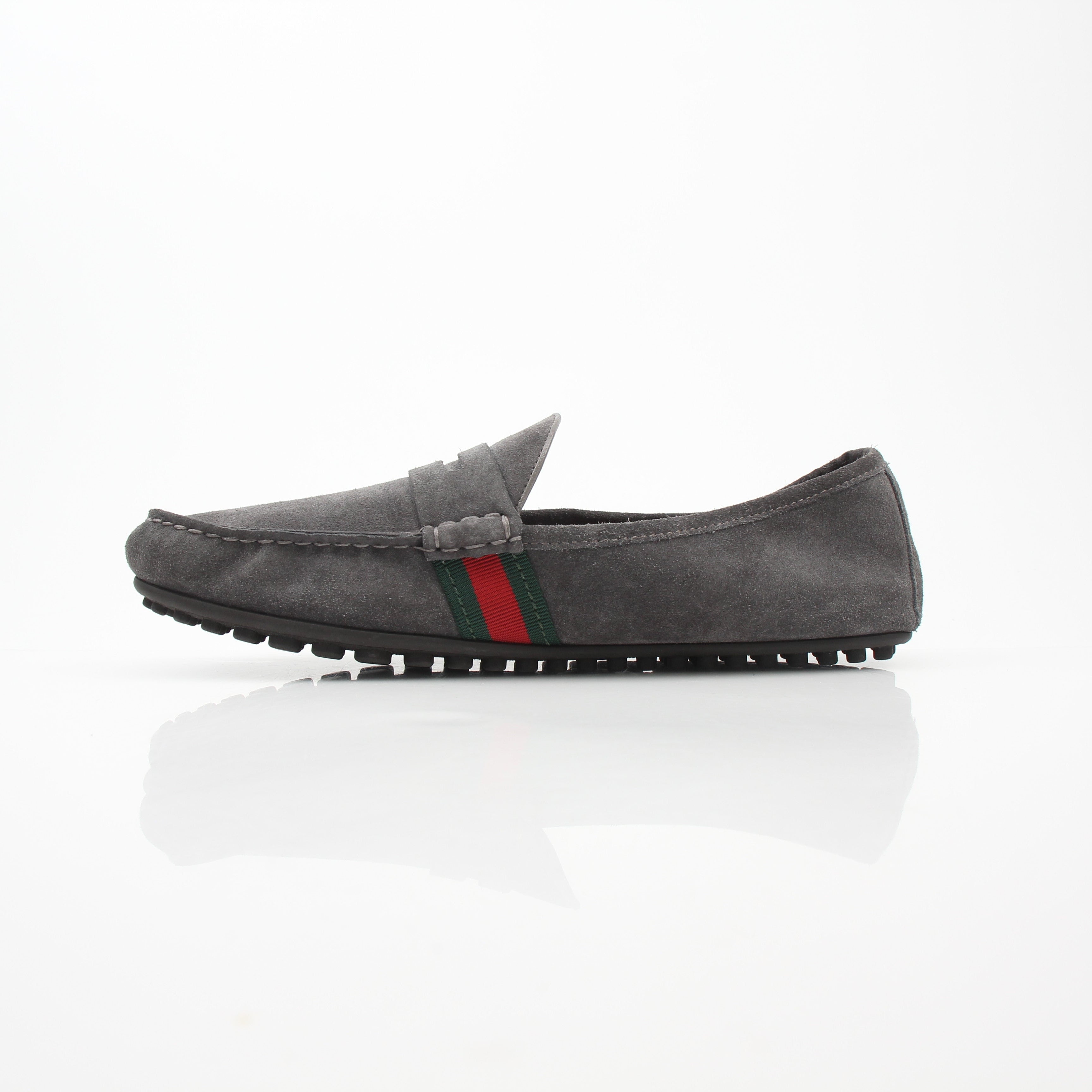 Gucci Men’s Grey Suede Driver Loafer Shoes