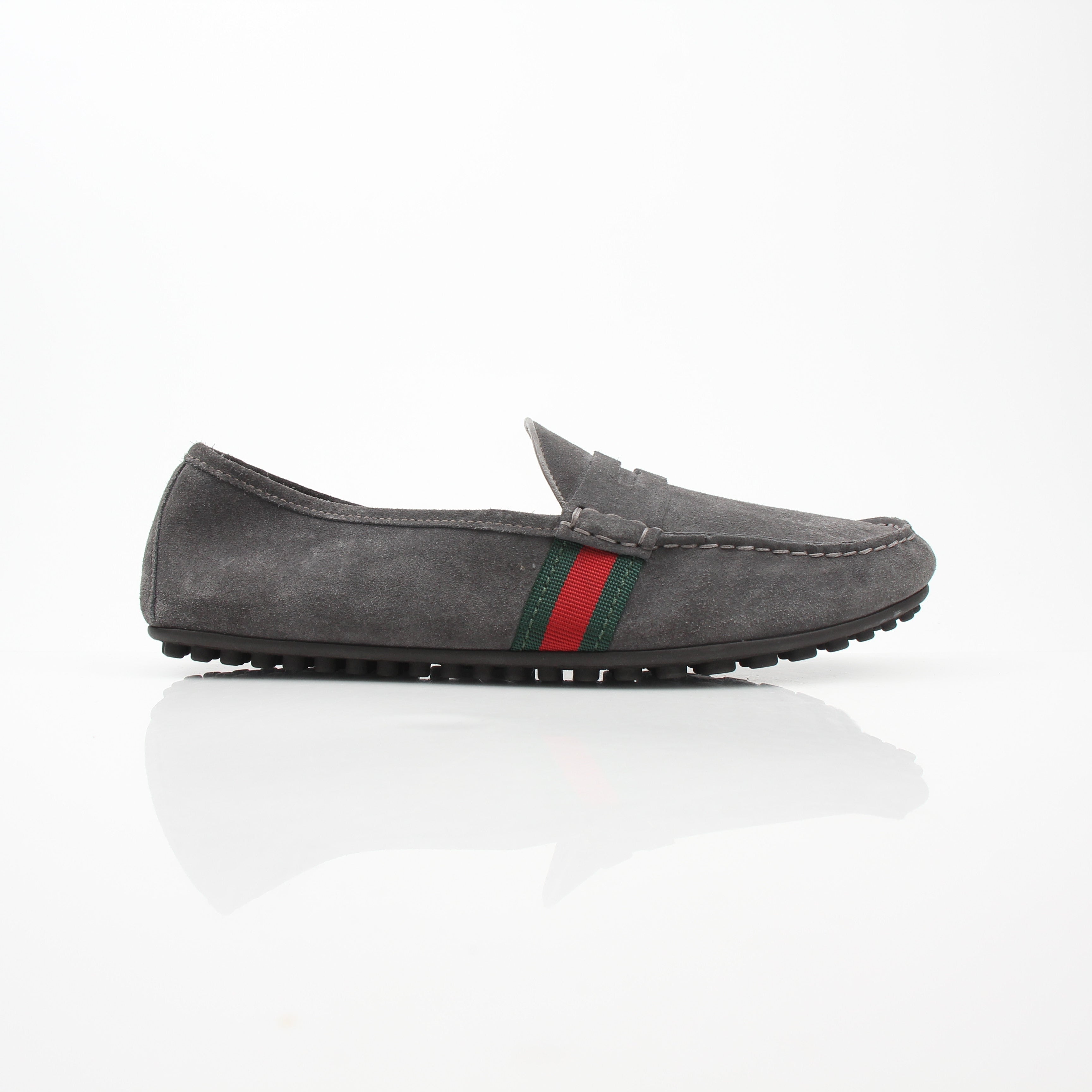 Gucci Men’s Grey Suede Driver Loafer Shoes