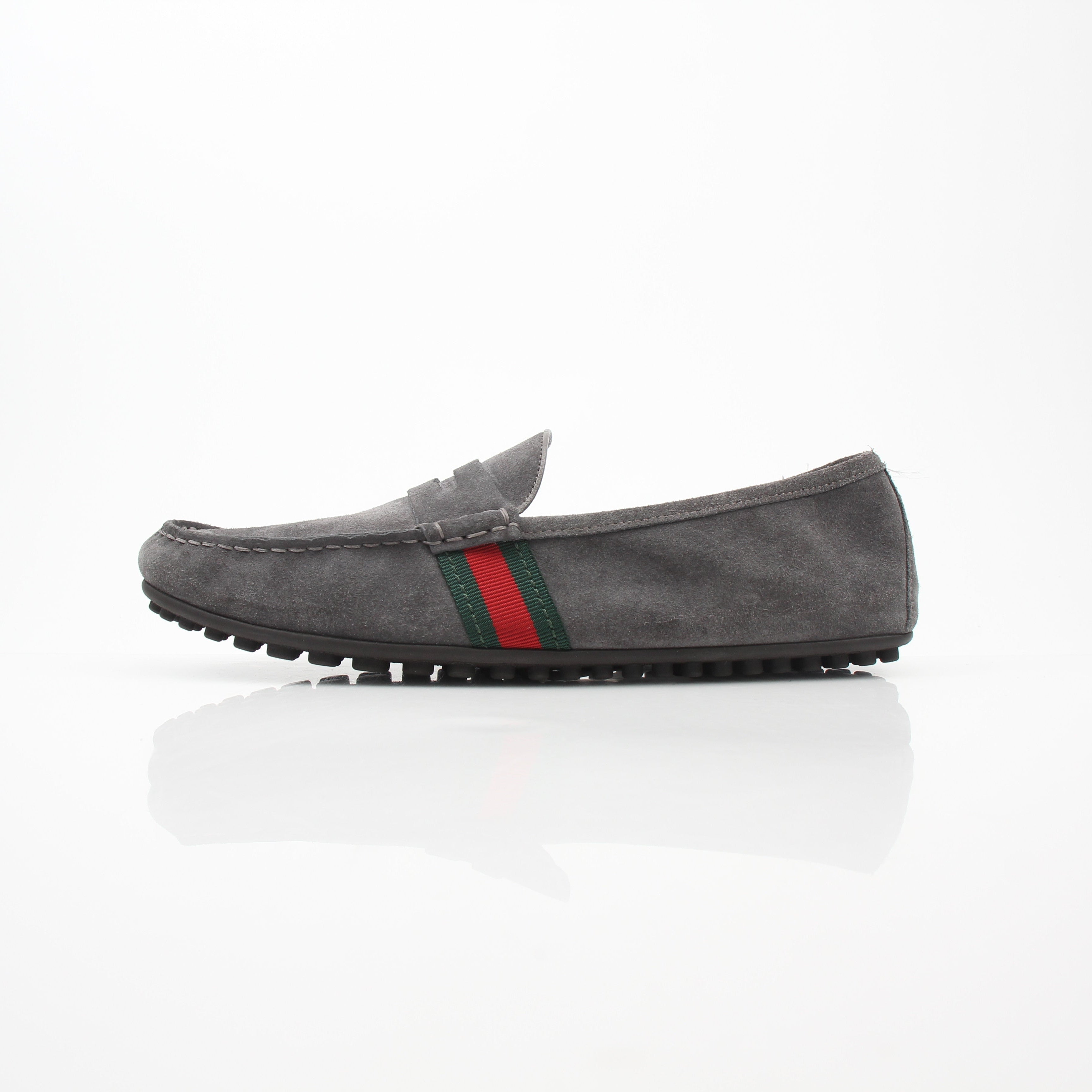 Gucci Men’s Grey Suede Driver Loafer Shoes