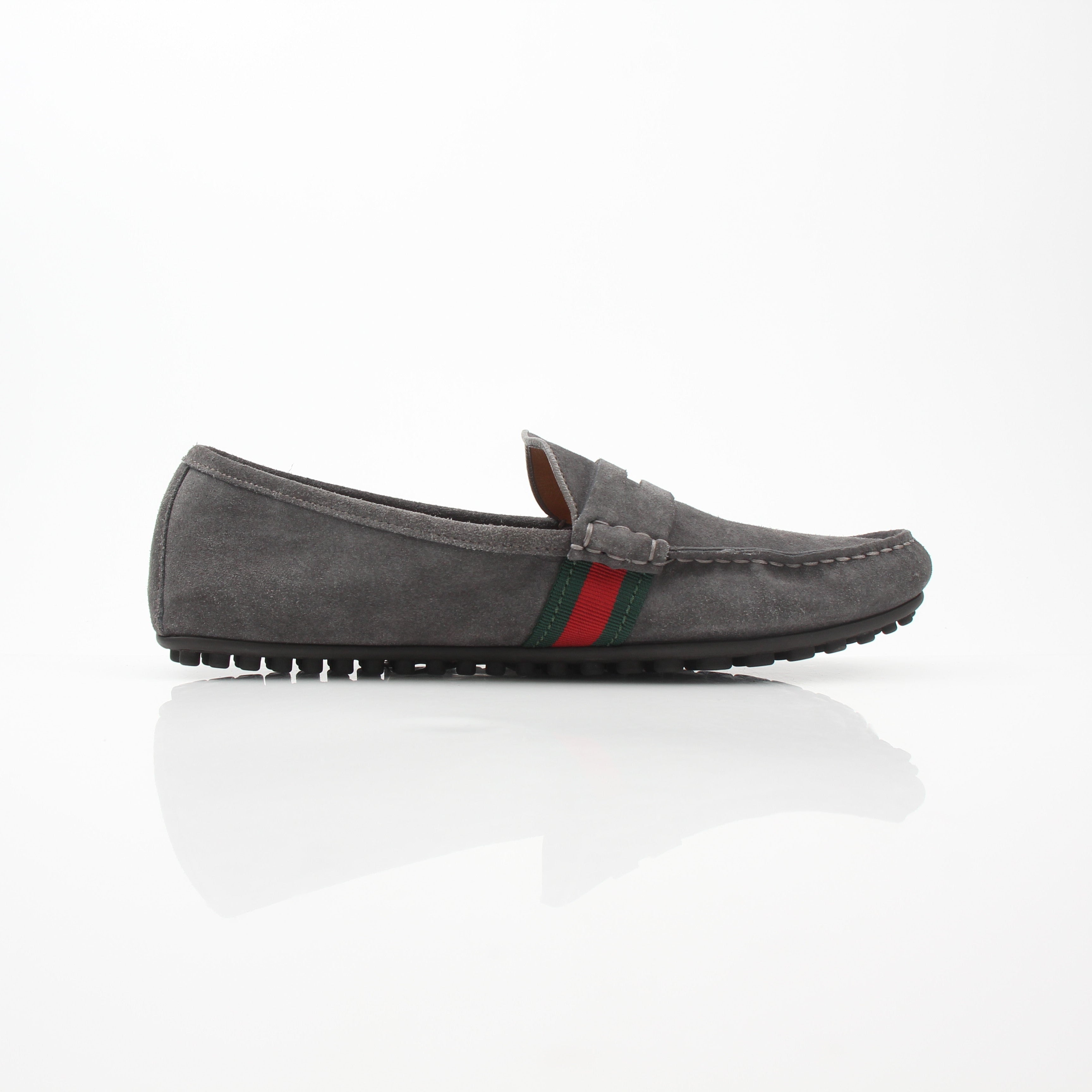Gucci Men’s Grey Suede Driver Loafer Shoes