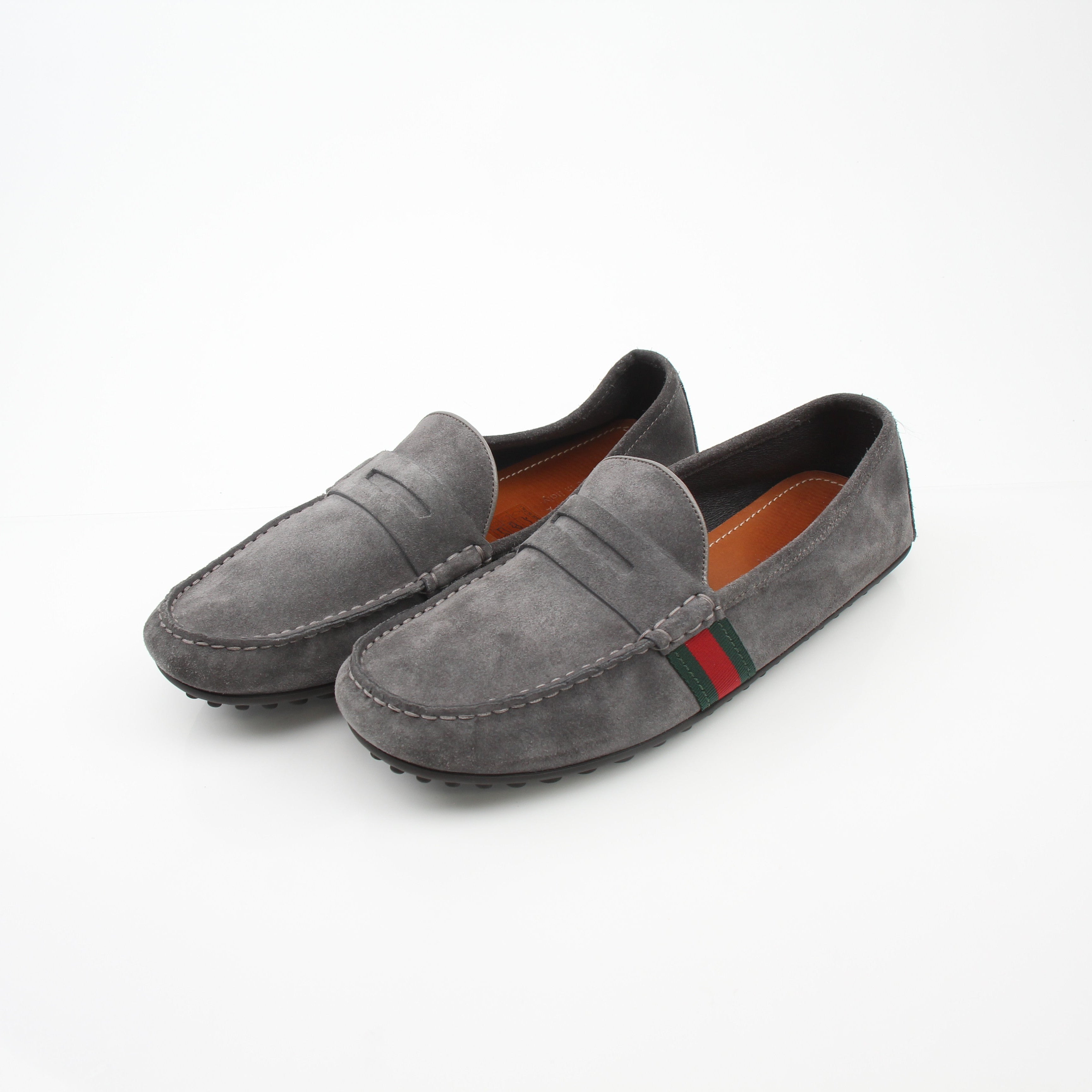 Gucci Men’s Grey Suede Driver Loafer Shoes