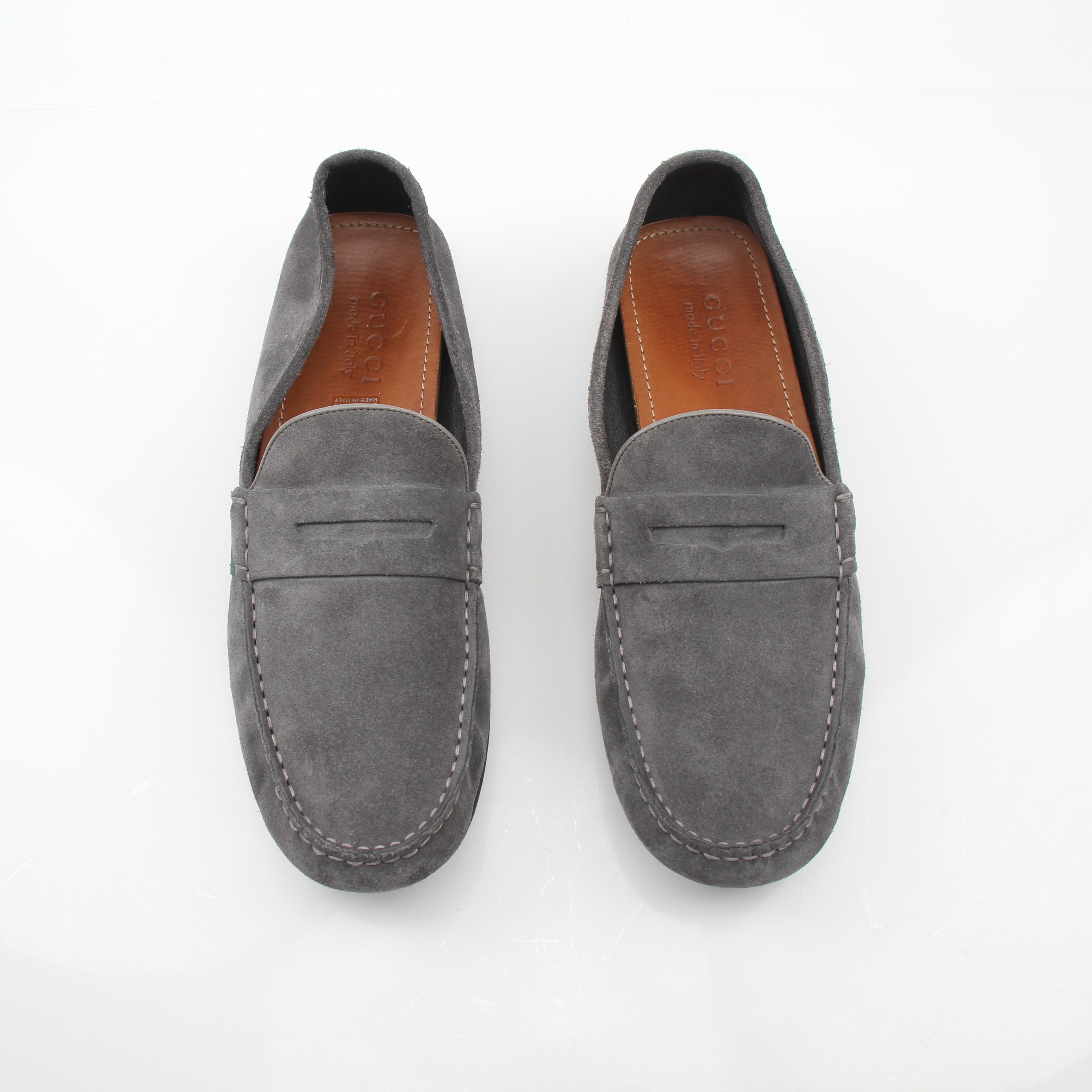 Gucci Men’s Grey Suede Driver Loafer Shoes