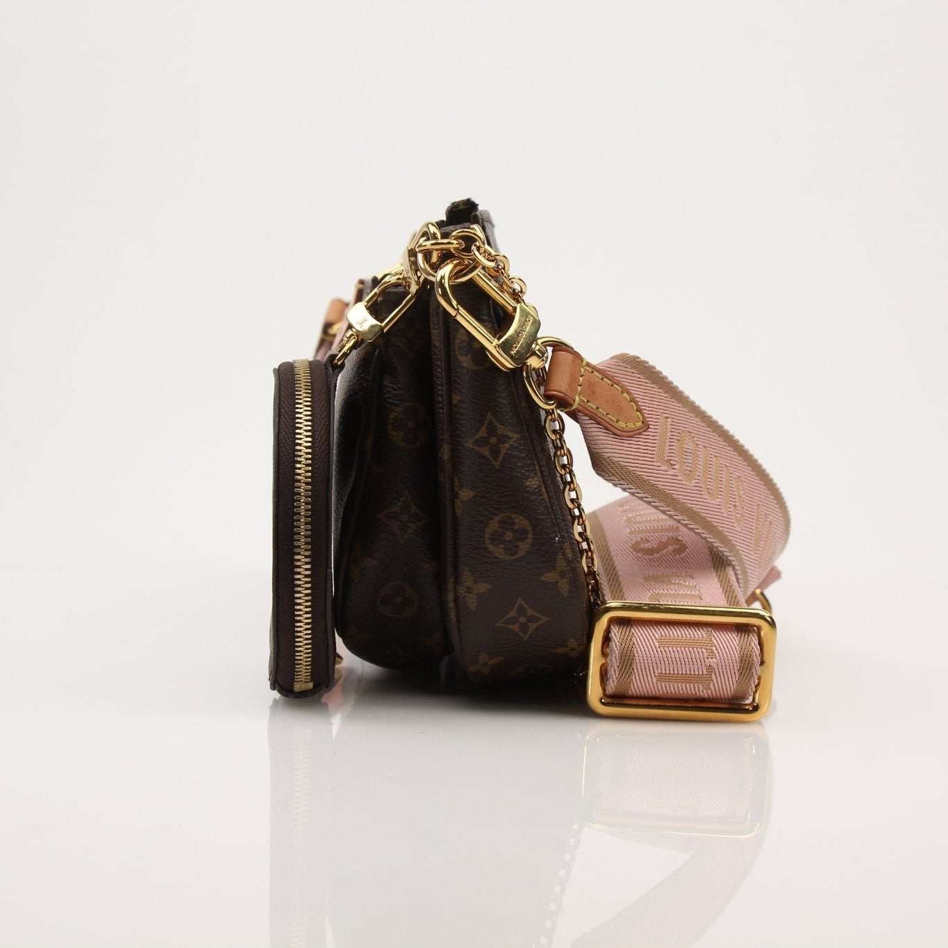 Louis Vuitton Multi Pochette handbag by Gold & Beyond, featuring multiple compartments and stylish design, shown in a close-up image.