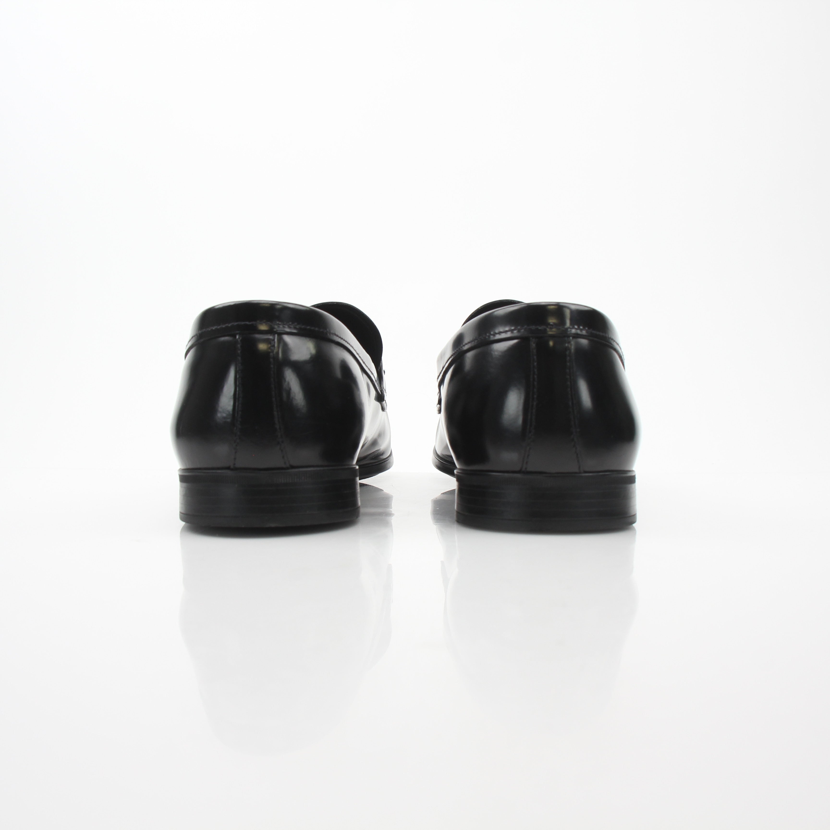 Prada Men’s Brushed Leather Logo Loafers