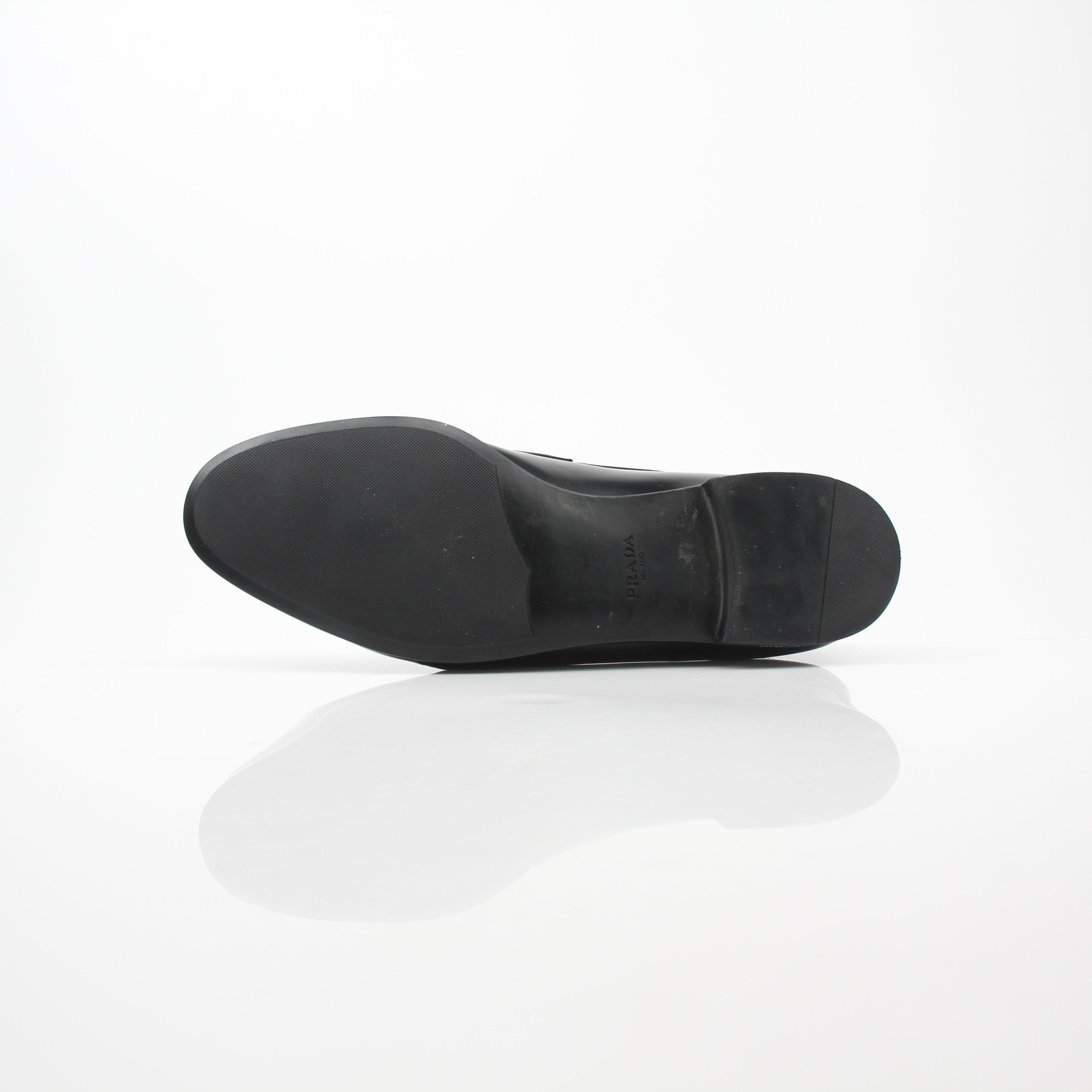 Prada Men’s Brushed Leather Logo Loafers