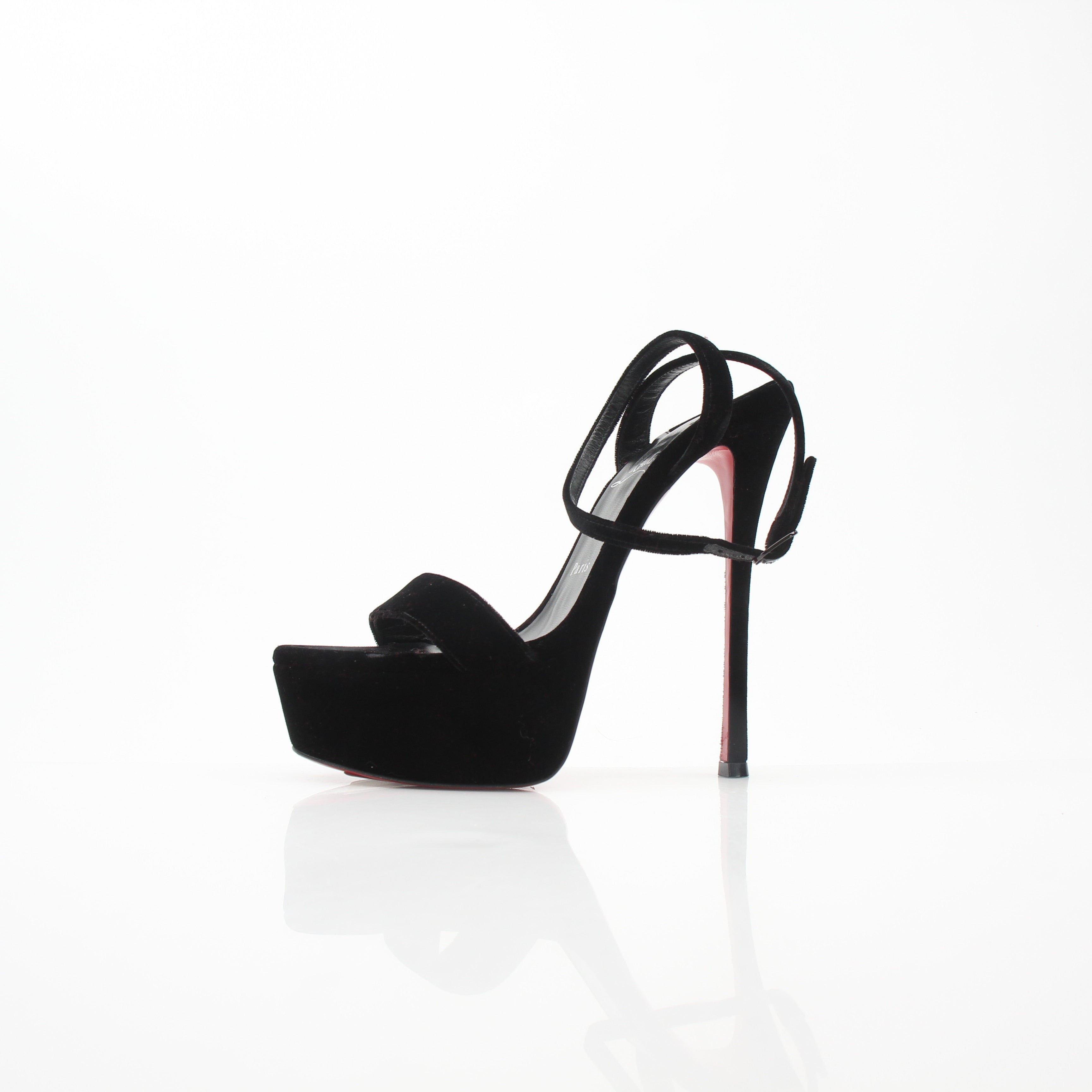 Christian Louboutin Women’s Loubi Queen Alta 150 Velvet Sandals
