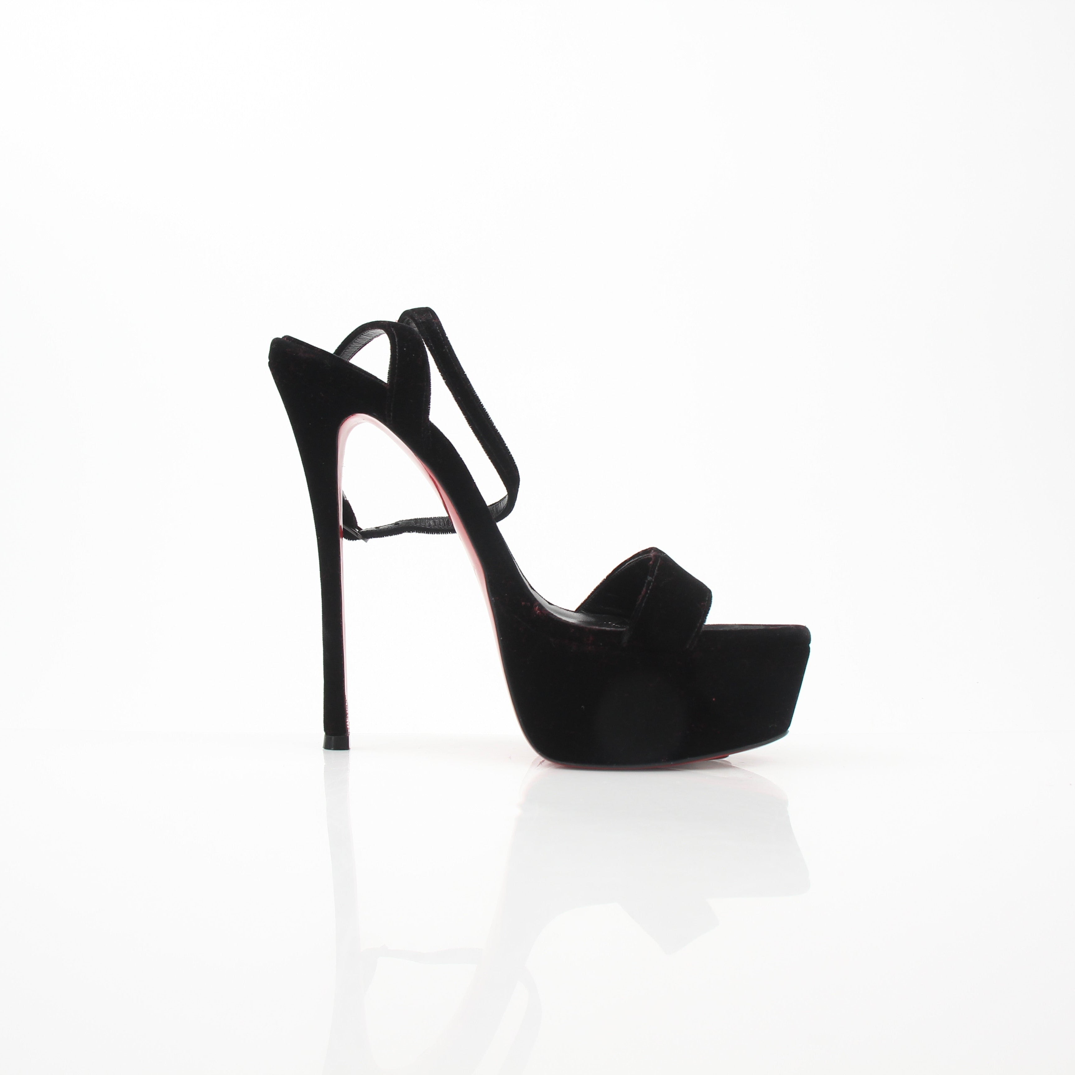 Christian Louboutin Women’s Loubi Queen Alta 150 Velvet Sandals