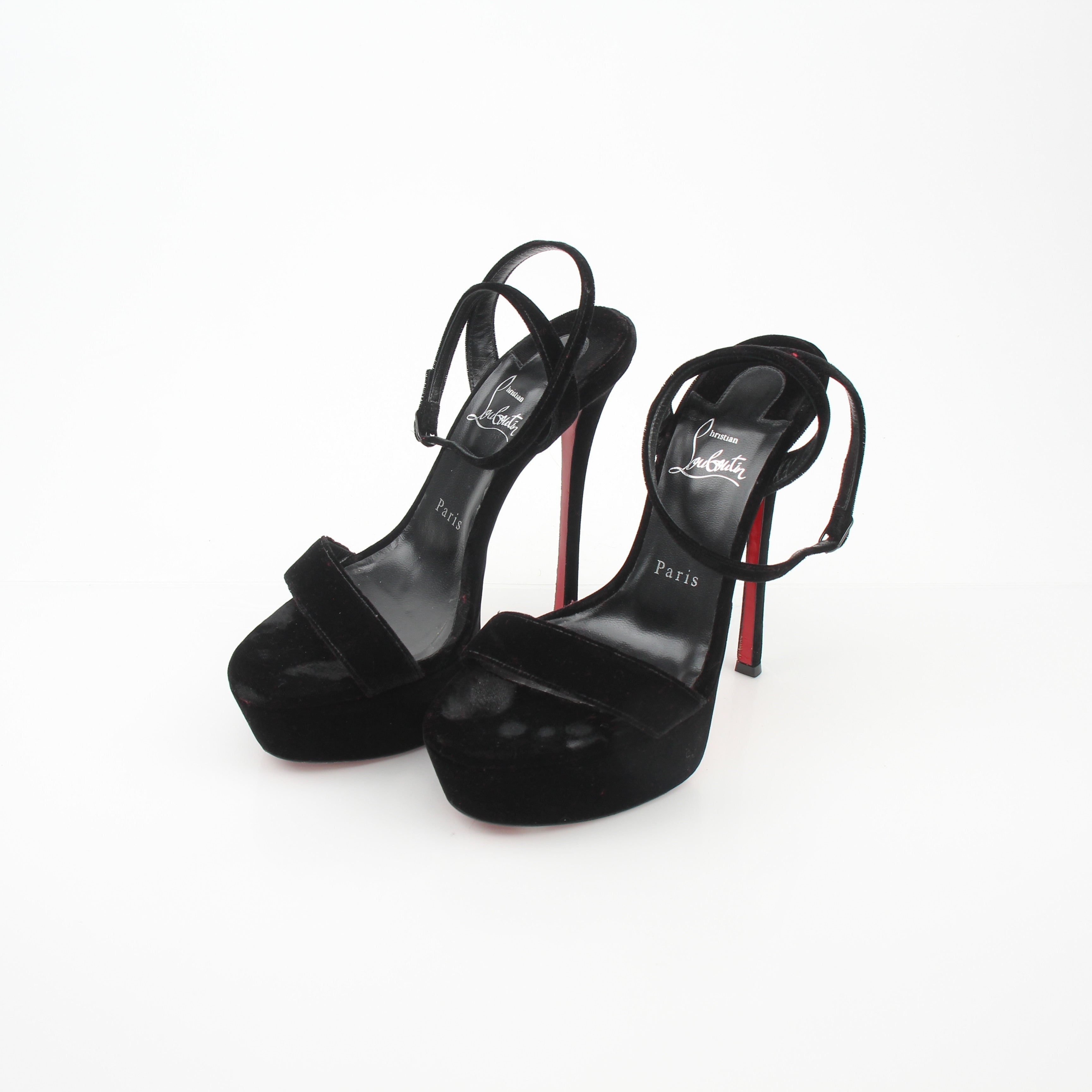 Christian Louboutin Women’s Loubi Queen Alta 150 Velvet Sandals