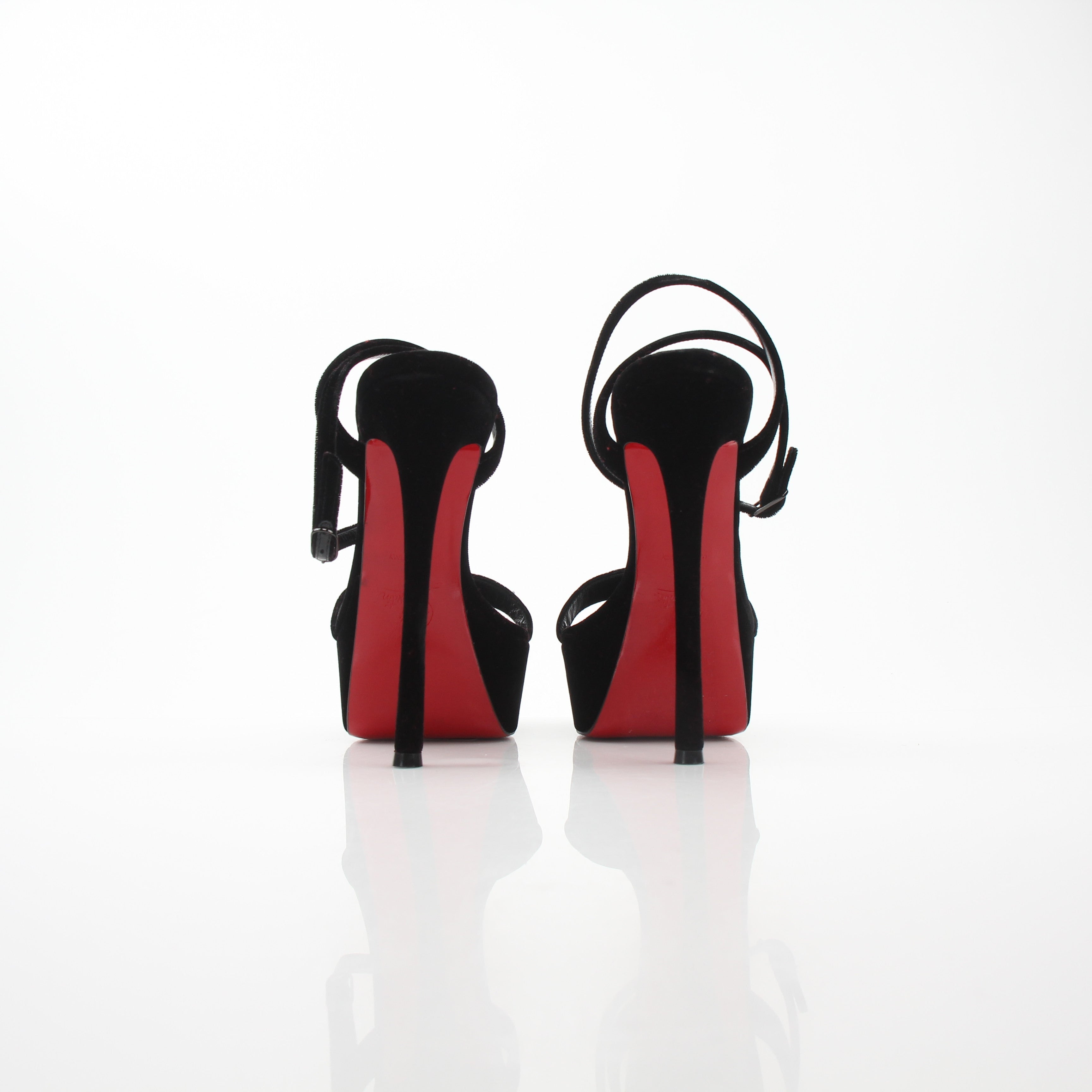 Christian Louboutin Women’s Loubi Queen Alta 150 Velvet Sandals