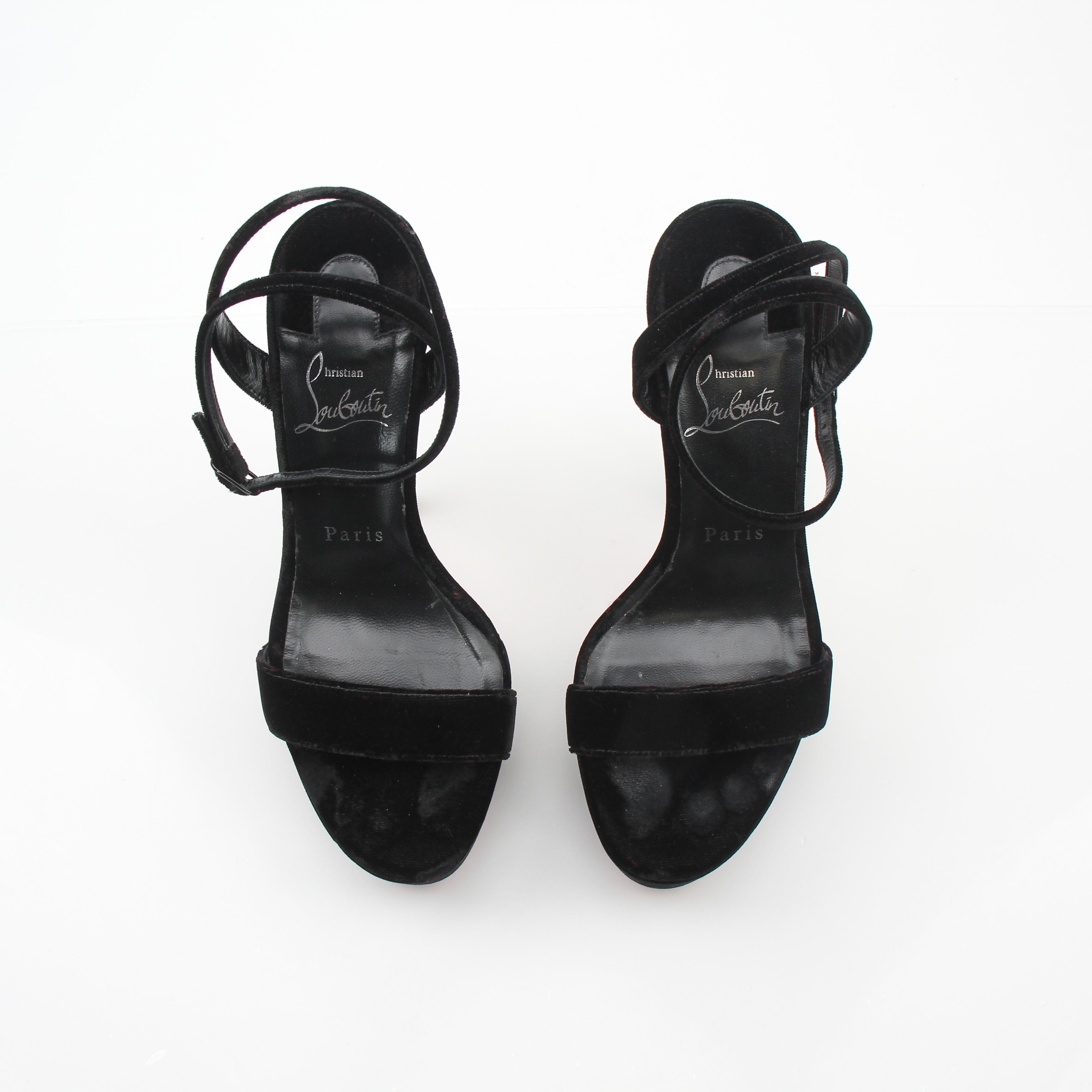 Christian Louboutin Women’s Loubi Queen Alta 150 Velvet Sandals