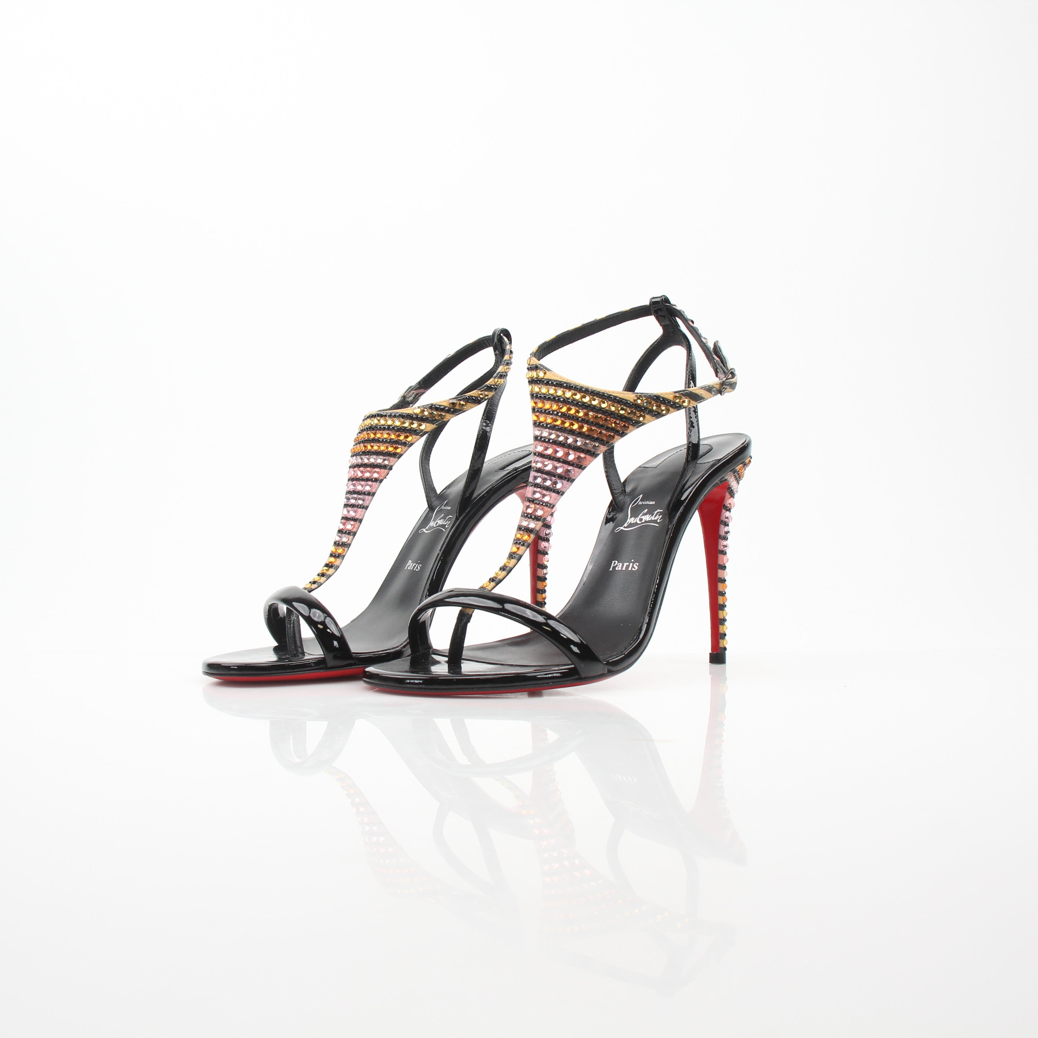 Christian Louboutin Women’s Crystal Embellished Athina 100 Patent Leather Sandals