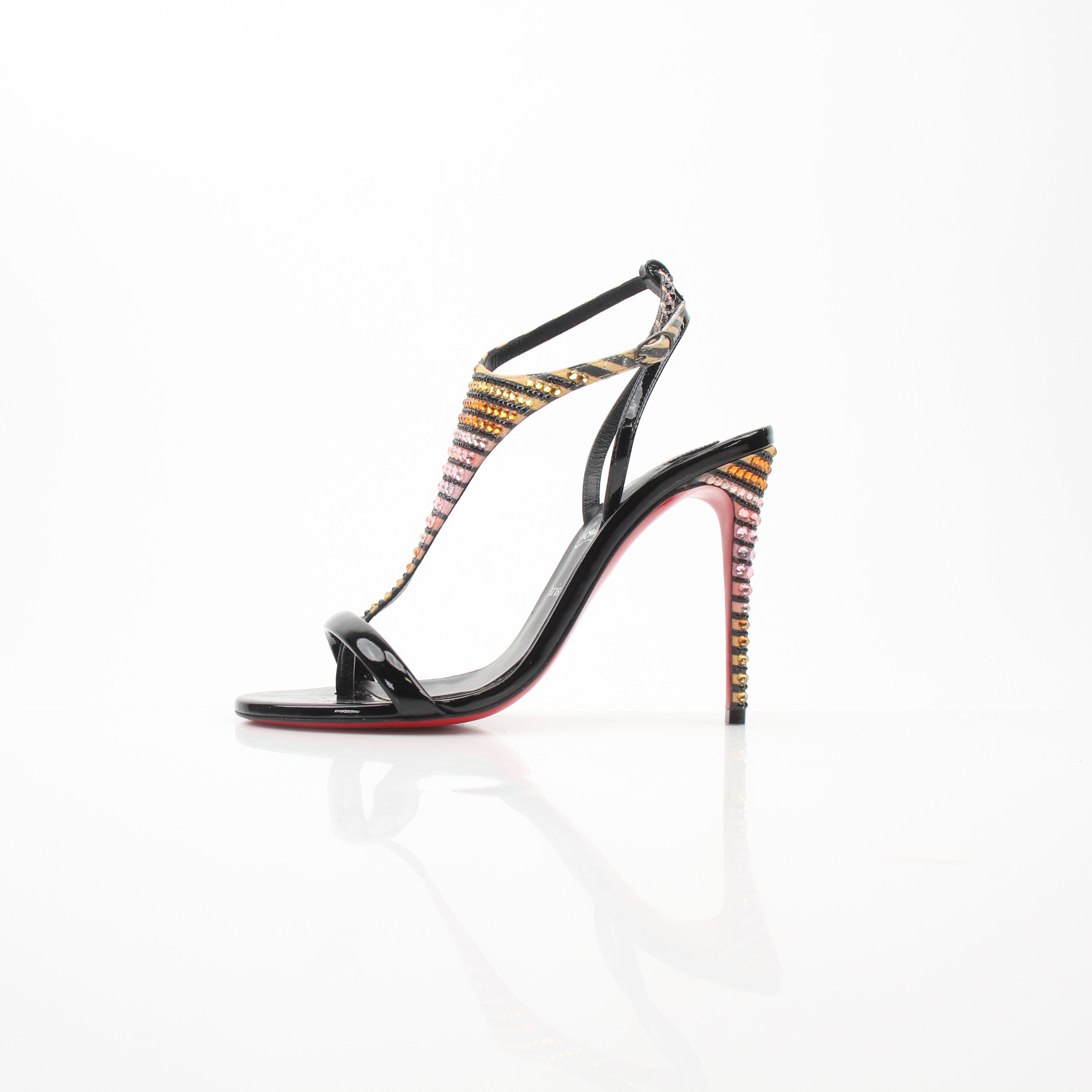 Christian Louboutin Women’s Crystal Embellished Athina 100 Patent Leather Sandals