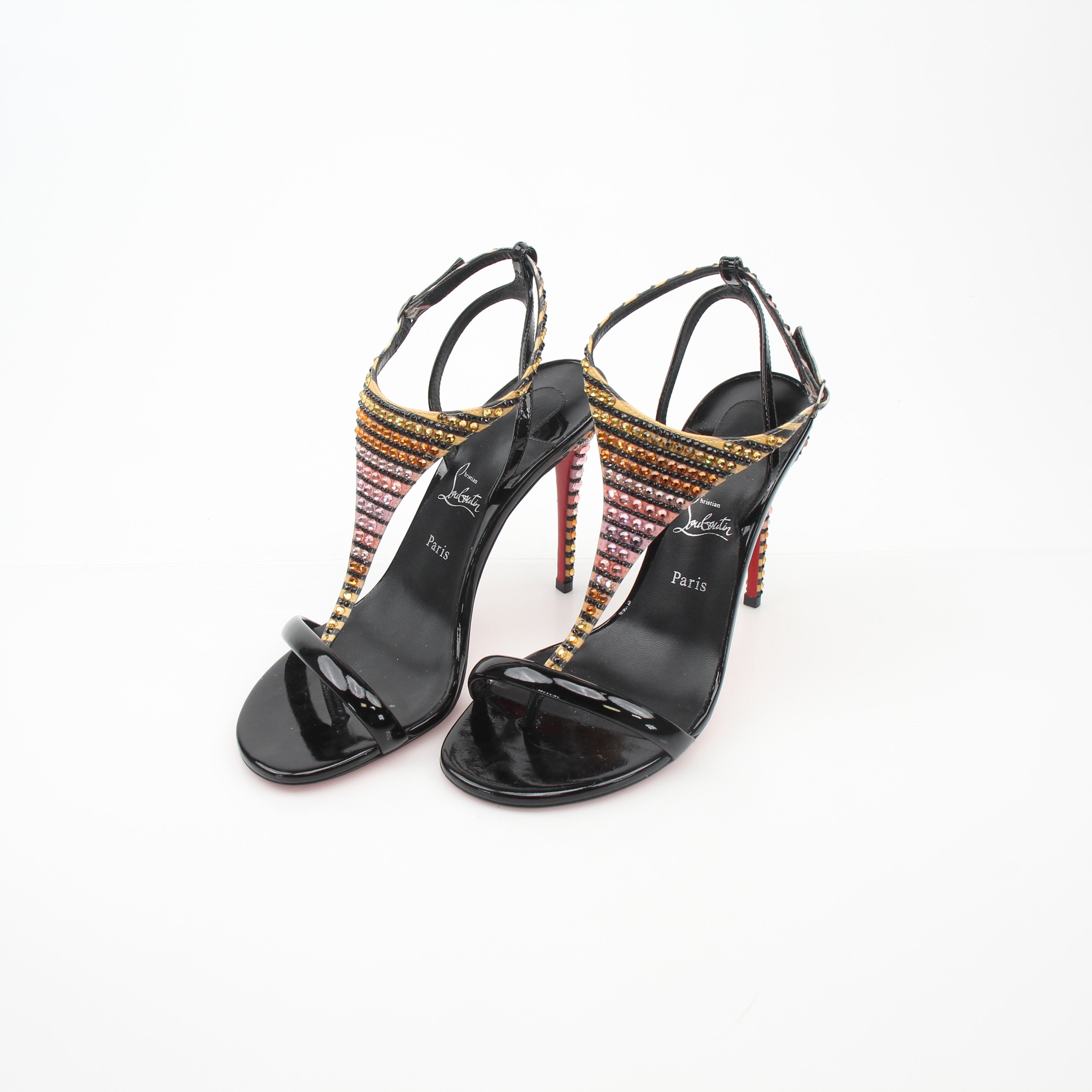 Christian Louboutin Women’s Crystal Embellished Athina 100 Patent Leather Sandals