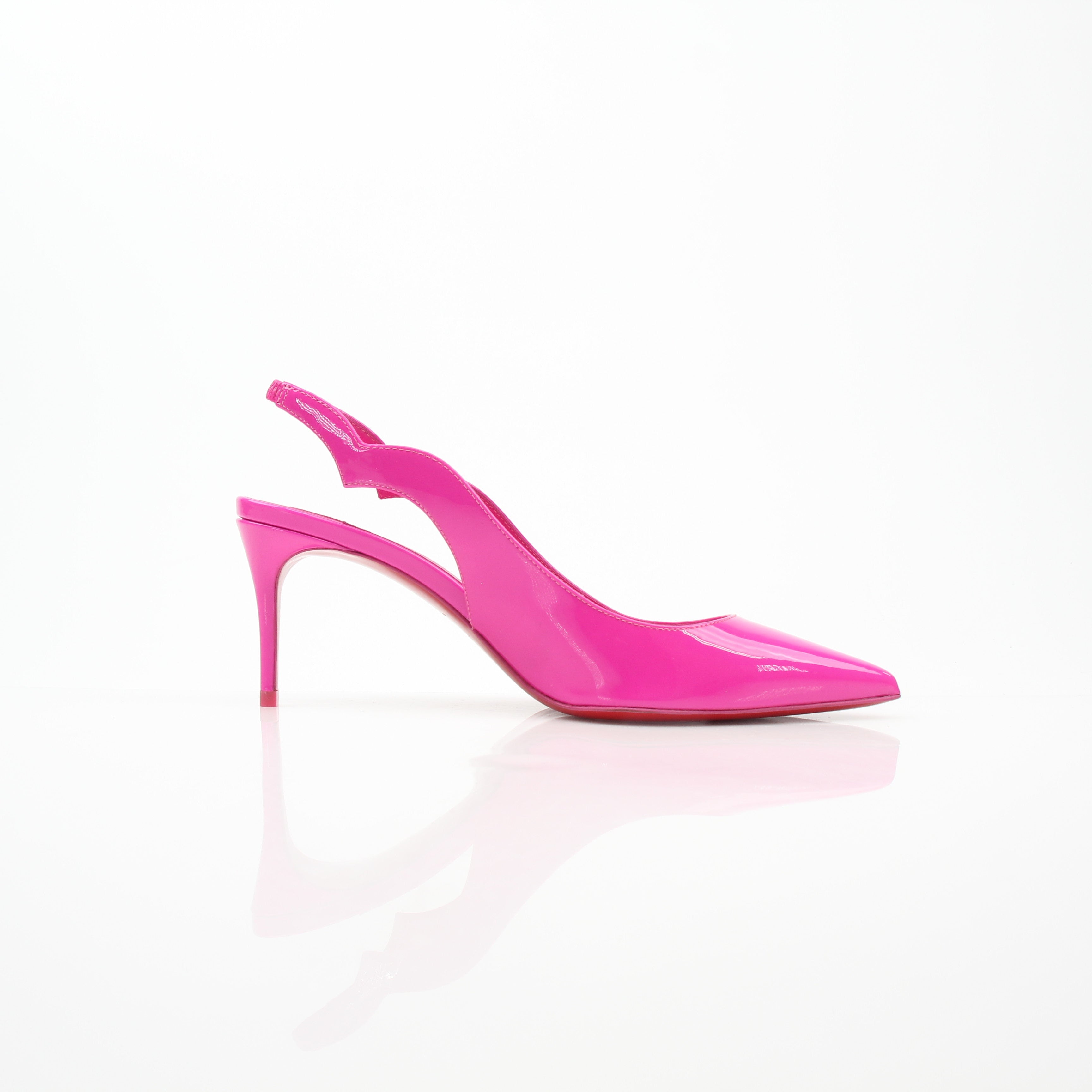 Christian Louboutin Women’s Hot Chick 70 Pink Patent Leather Slingback Pumps