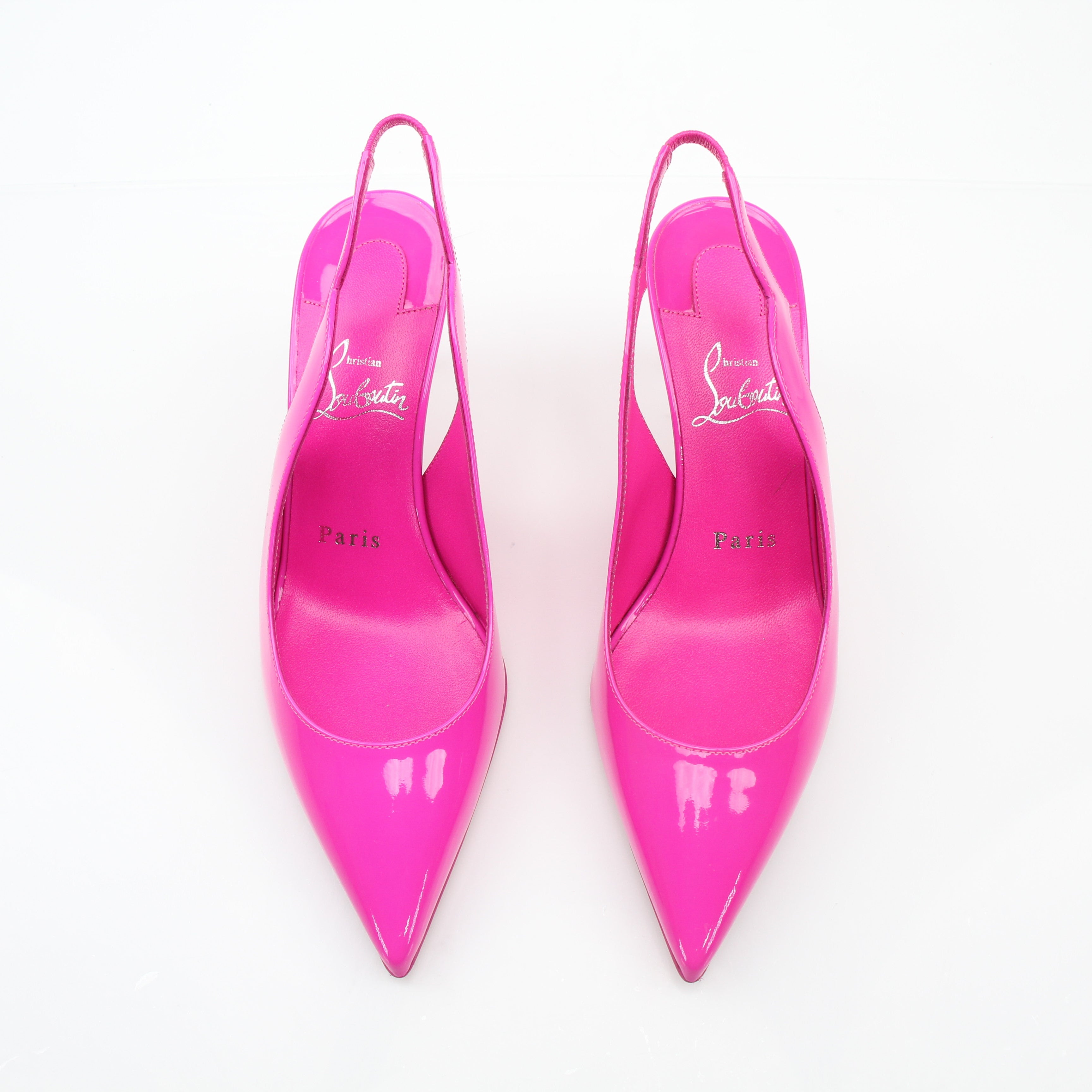 Christian Louboutin Women’s Hot Chick 70 Pink Patent Leather Slingback Pumps