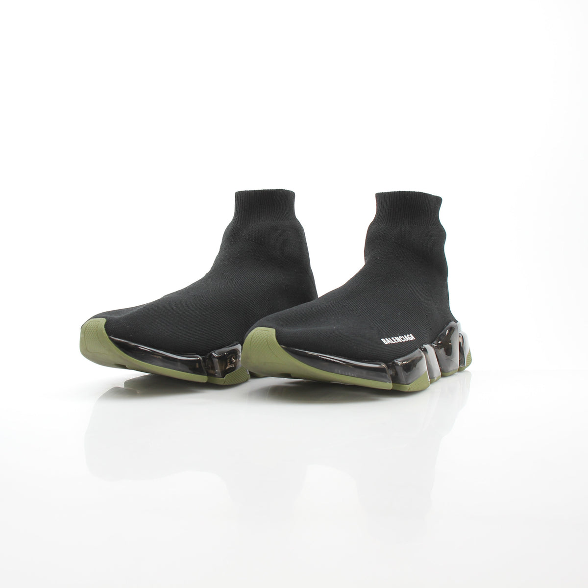 Balenciaga Speed 2.0 Full Clear Sole Black/Khaki Sneakers