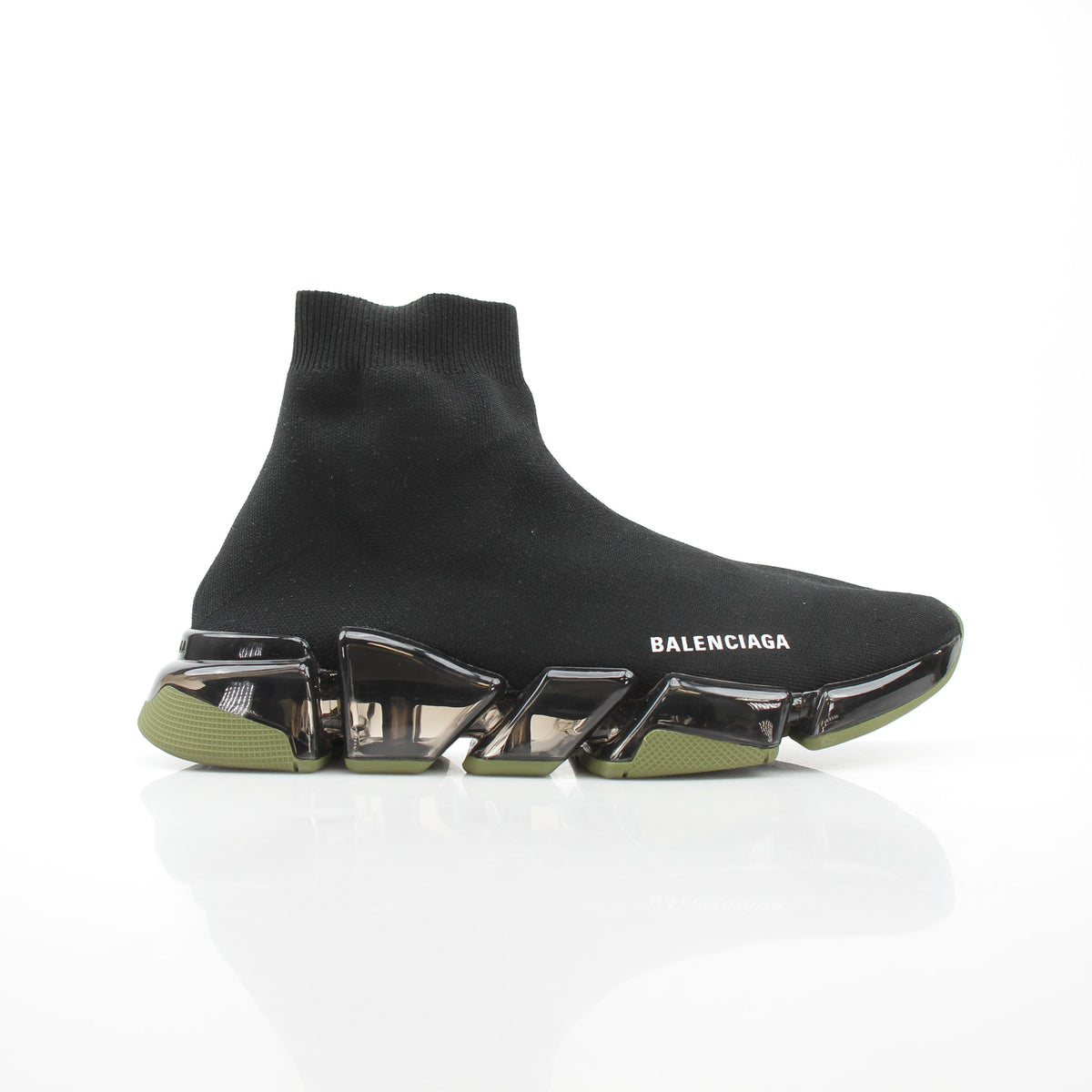 Balenciaga Speed 2.0 Full Clear Sole Black/Khaki Sneakers