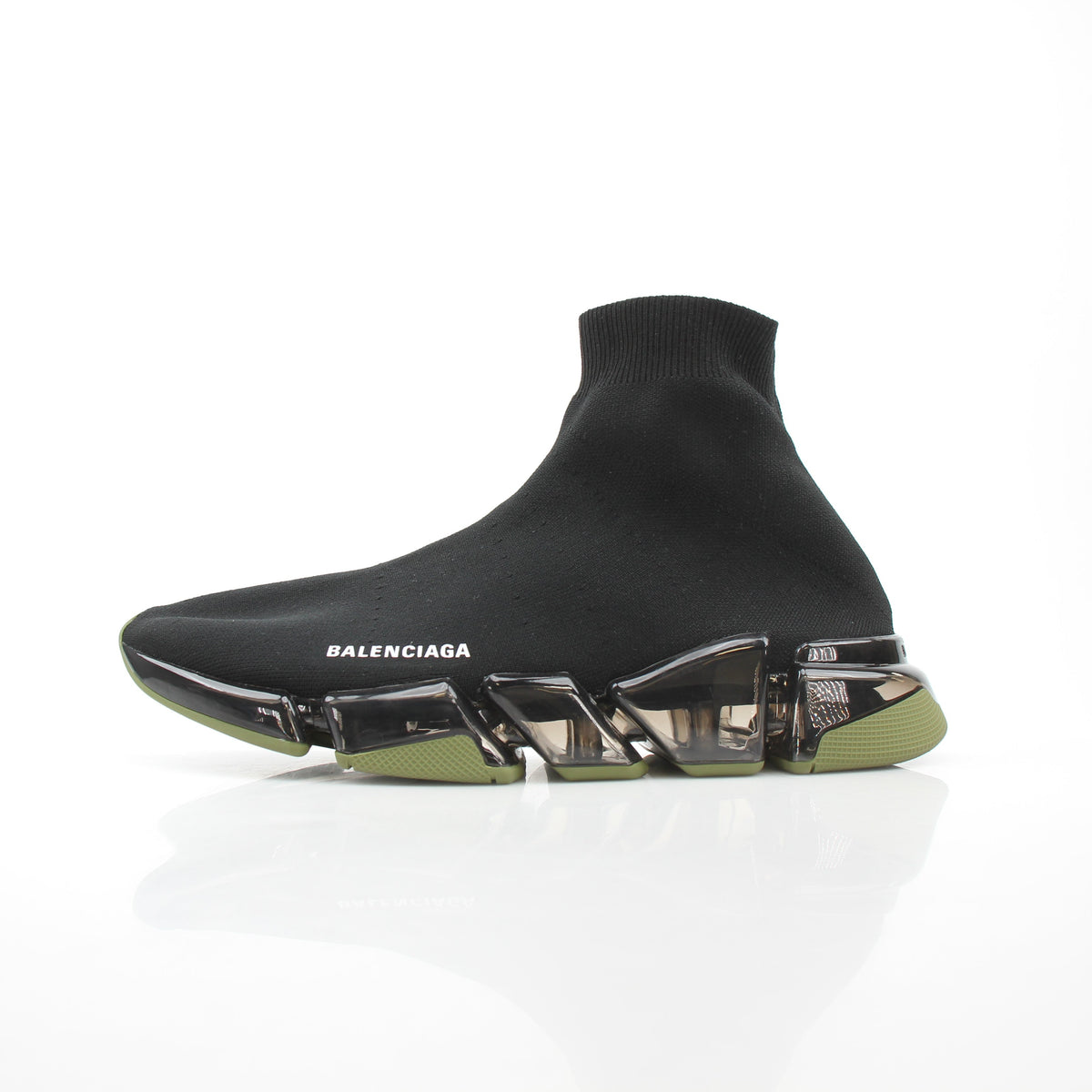Balenciaga Speed 2.0 Full Clear Sole Black/Khaki Sneakers