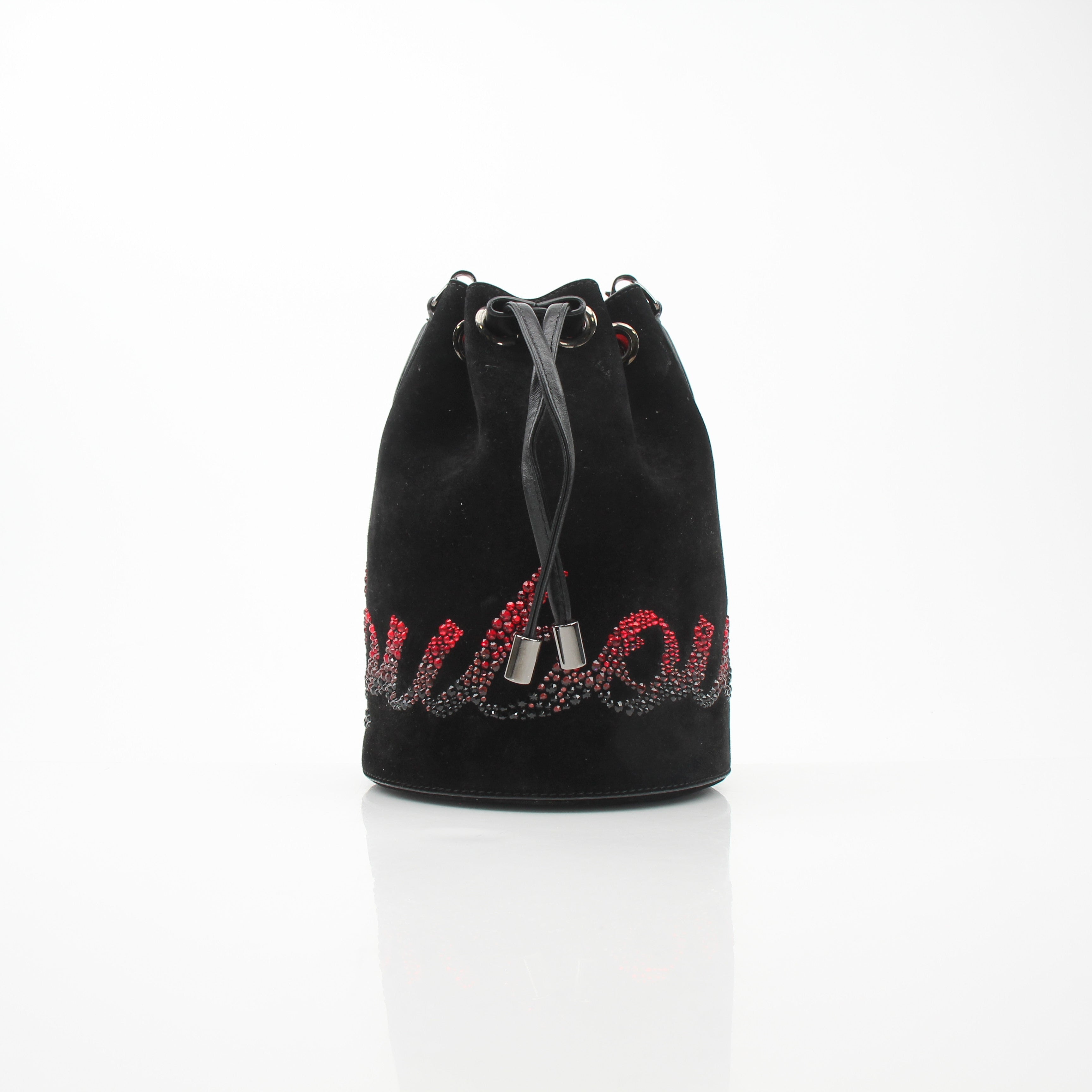 Christian Louboutin Suede Crystal Marie Jane Bucket Bag