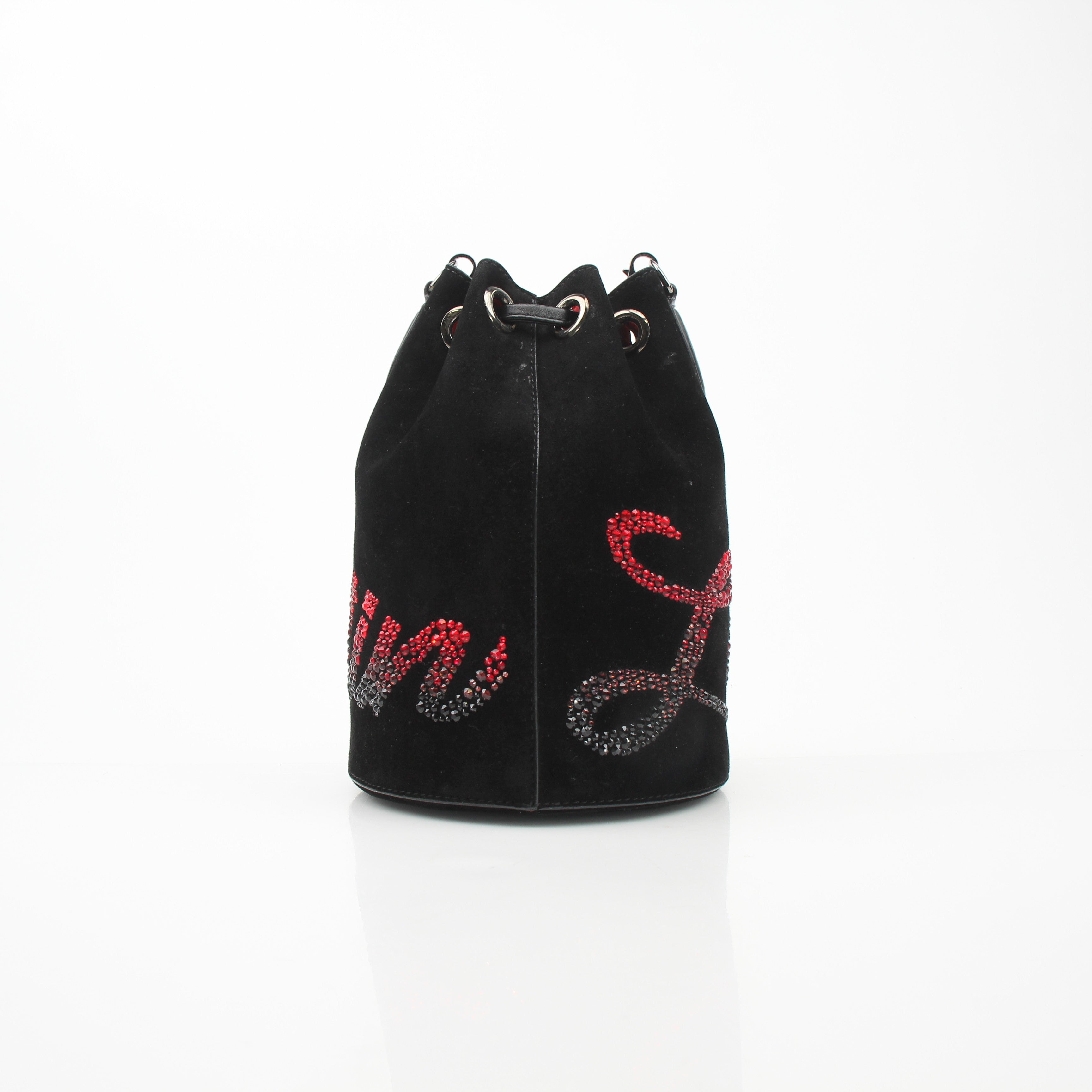 Christian Louboutin Suede Crystal Marie Jane Bucket Bag
