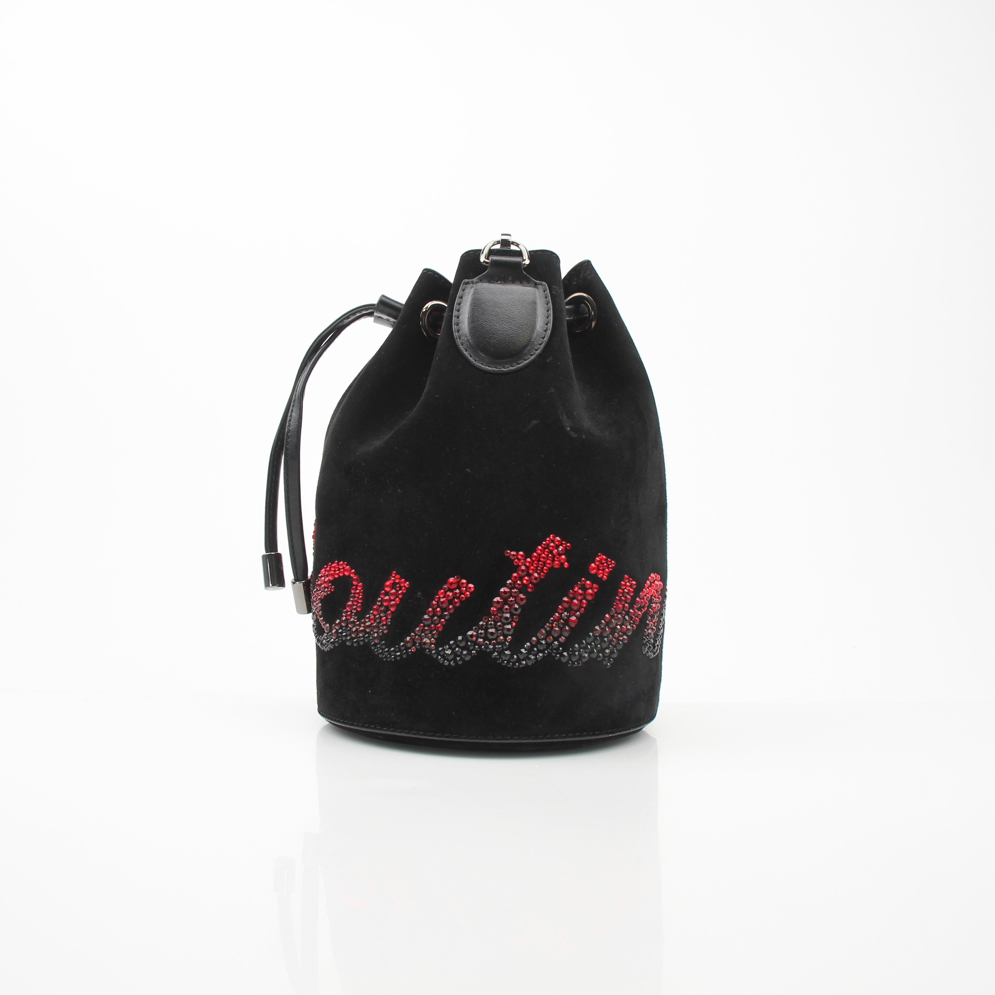 Christian Louboutin Suede Crystal Marie Jane Bucket Bag