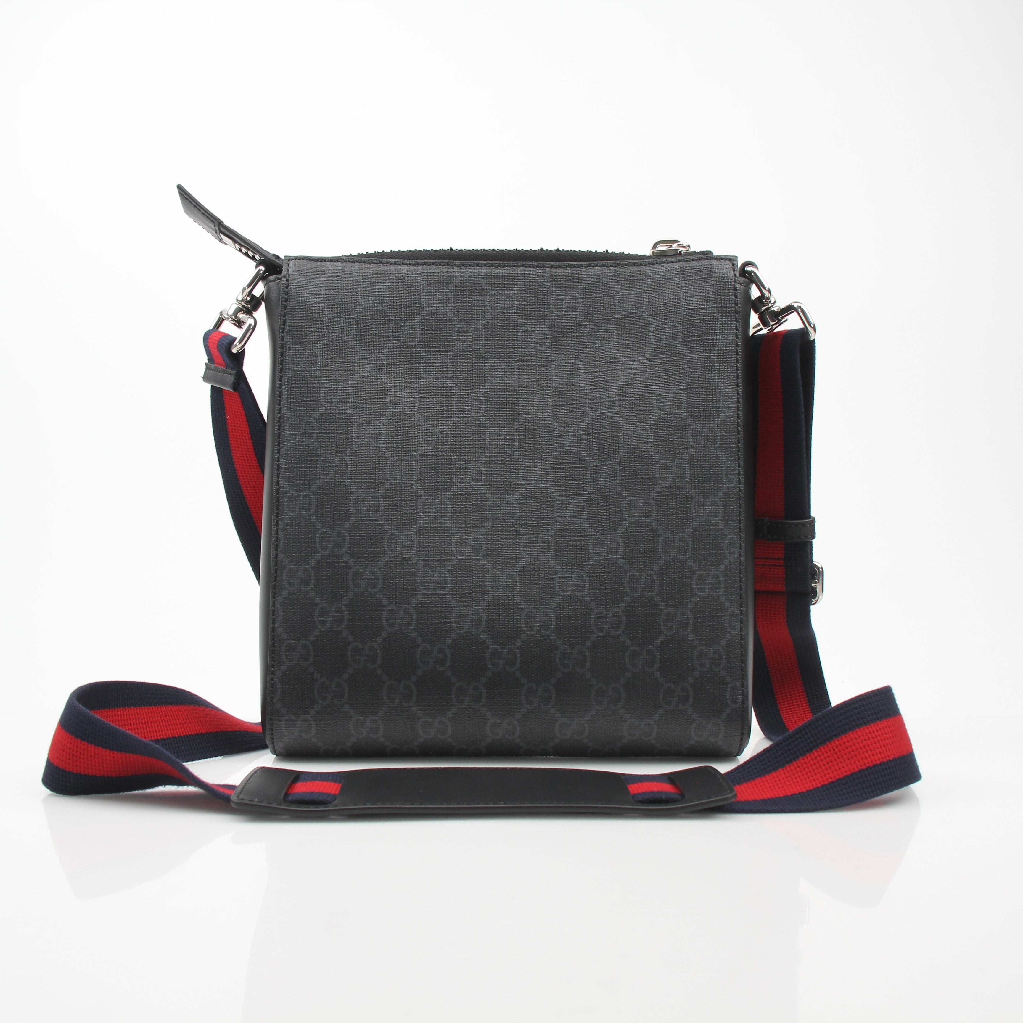 Gucci Black GG Supreme Coated Canvas Flat Messenger Bag Small