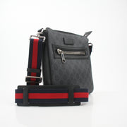 Gucci Black GG Supreme Coated Canvas Flat Messenger Bag Small