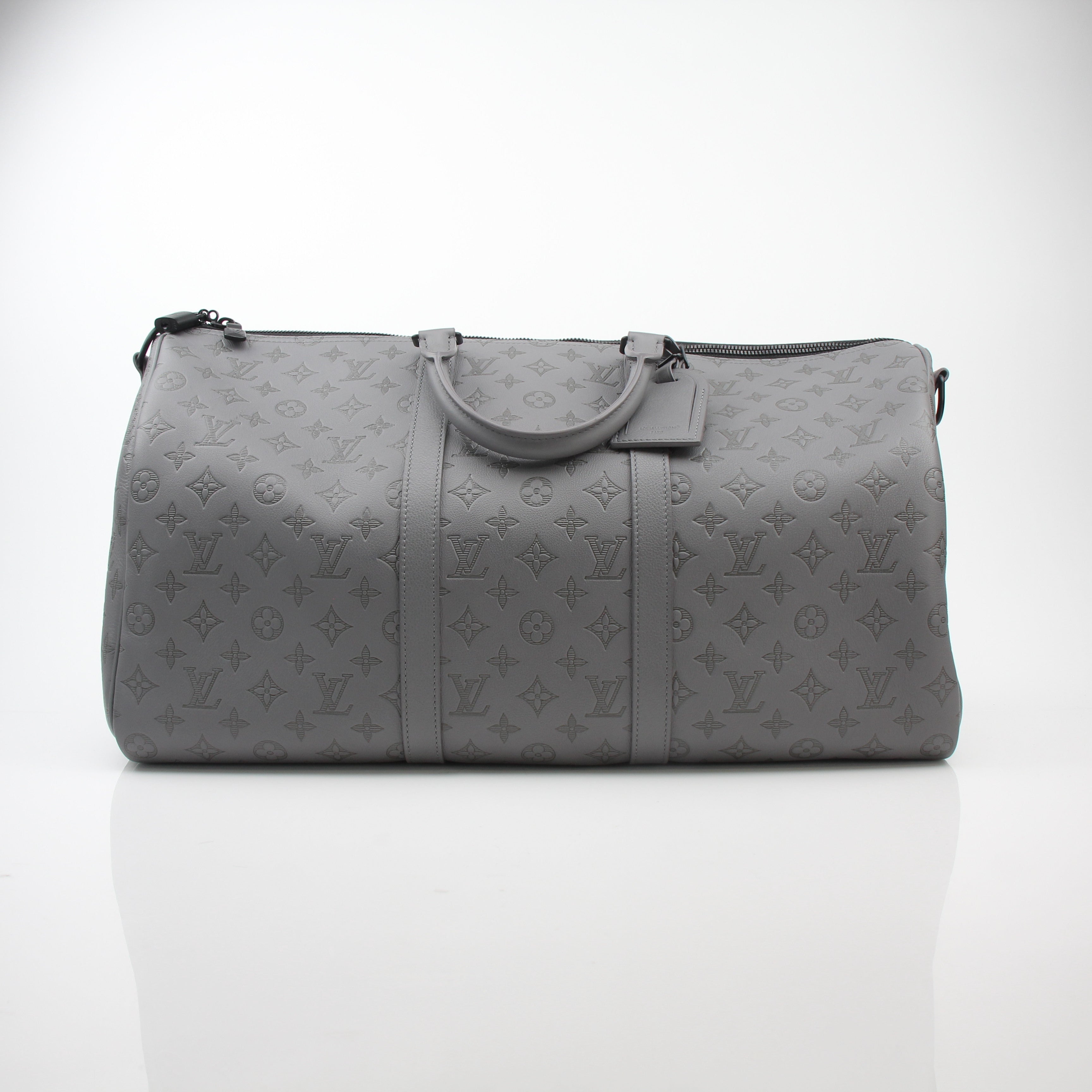 Louis Vuitton Monogram Shadow Keepall Bandouliere 50 Gray