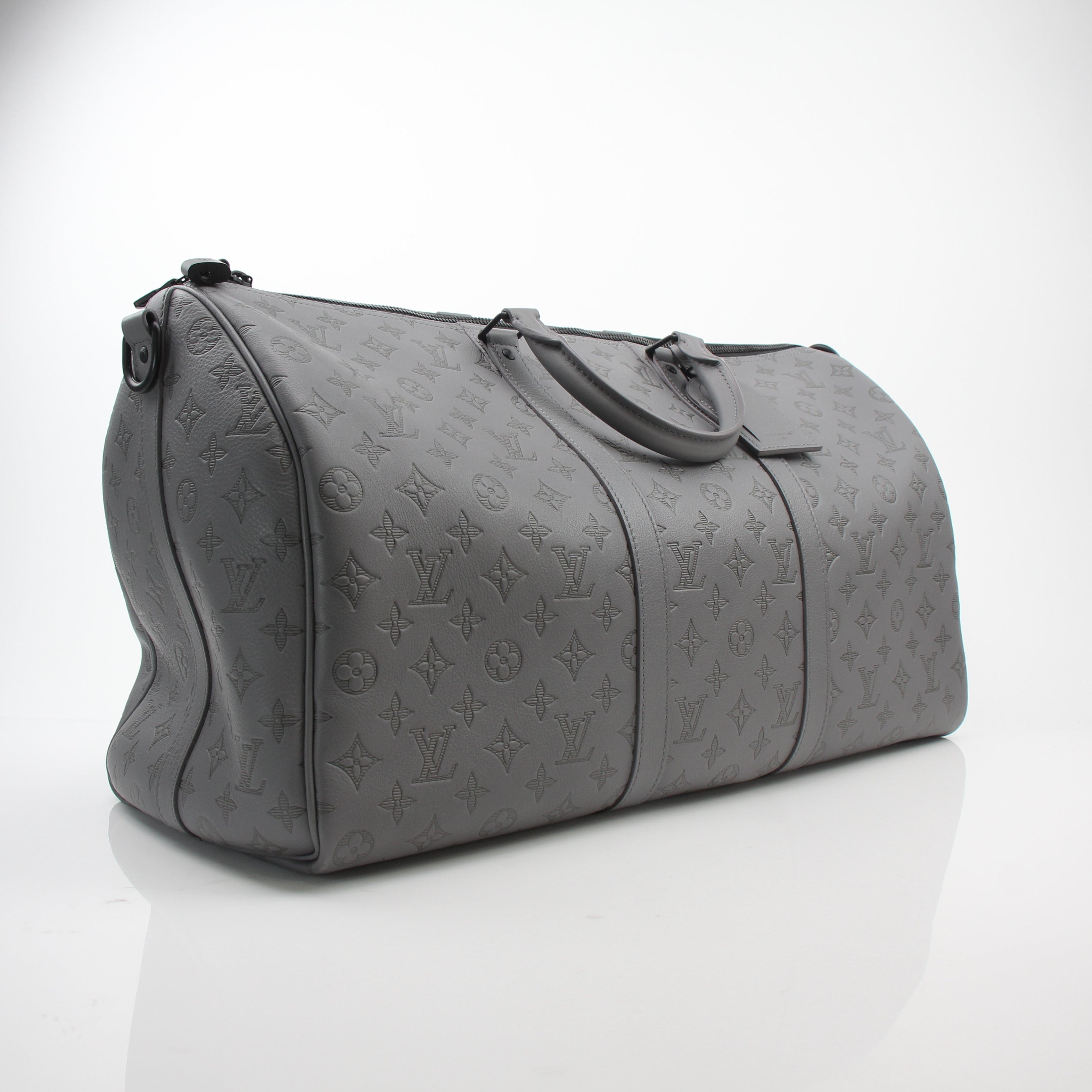 Louis Vuitton Monogram Shadow Keepall Bandouliere 50 Gray