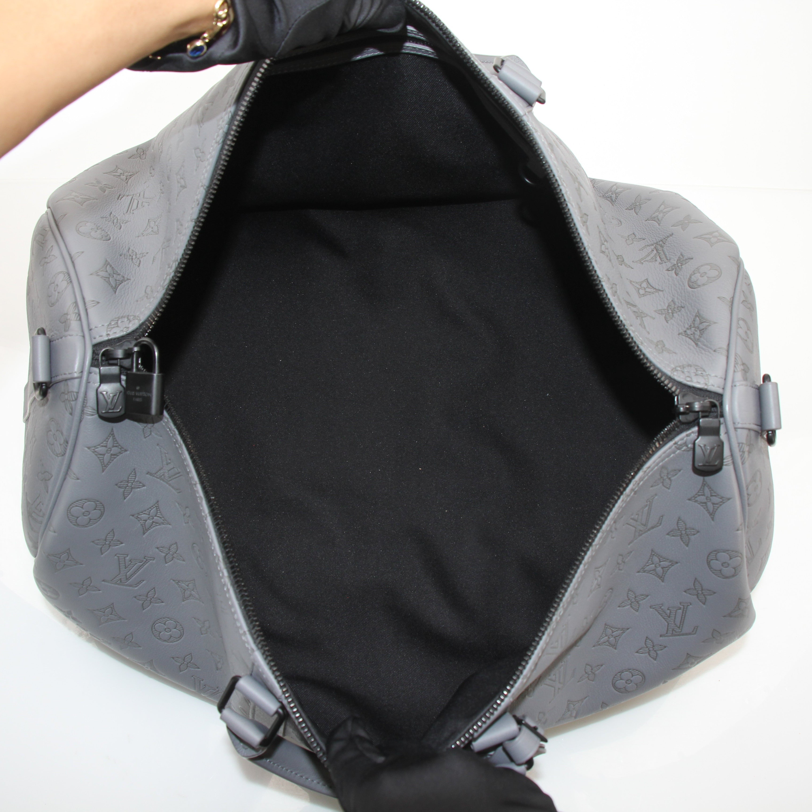 Louis Vuitton Monogram Shadow Keepall Bandouliere 50 Gray