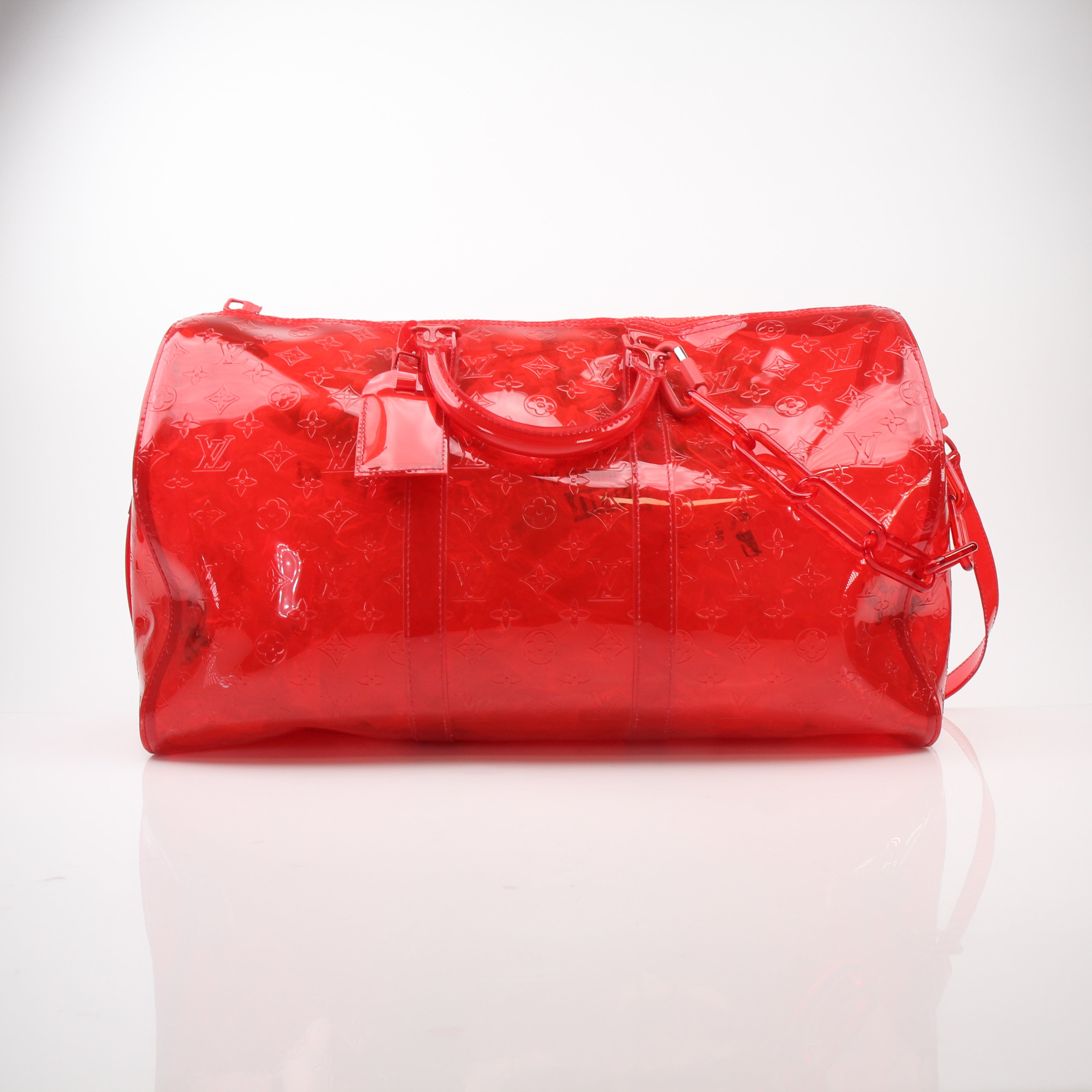 Louis Vuitton Monogram PVC Keepall Bandouliere 50 Red