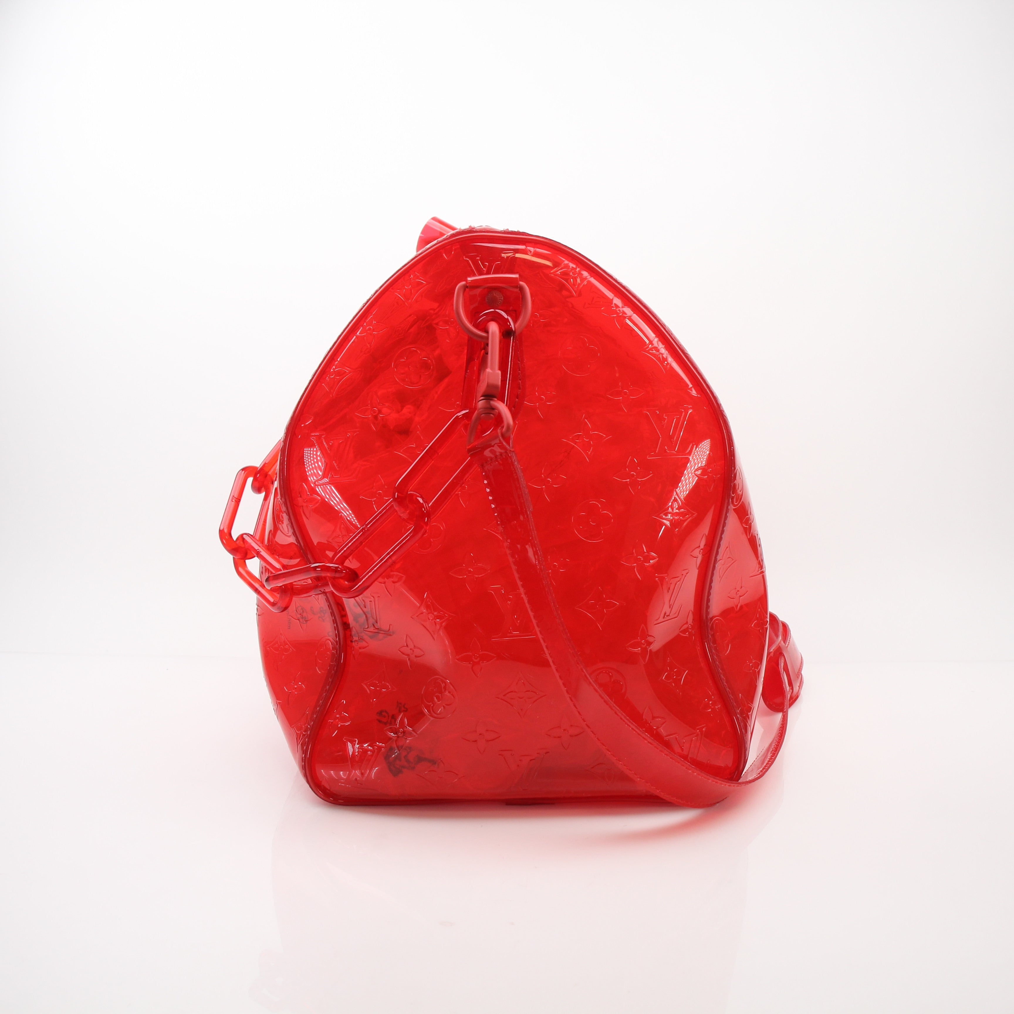 Louis Vuitton Monogram PVC Keepall Bandouliere 50 Red