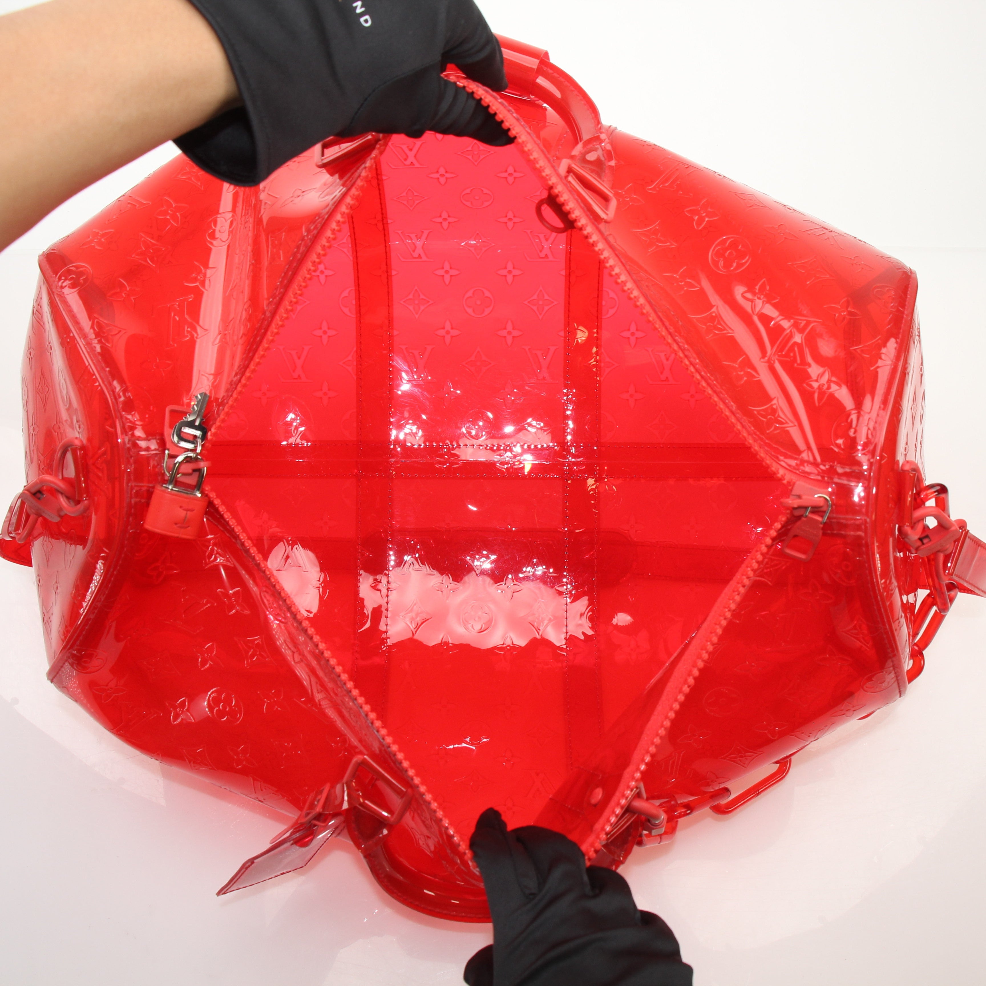 Louis Vuitton Monogram PVC Keepall Bandouliere 50 Red