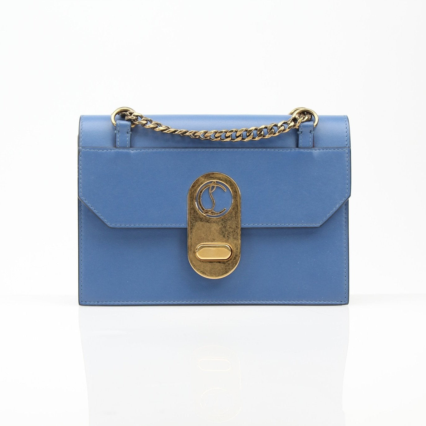 Christian Louboutin Elisa shoulder handbag with gold accents and sleek design, featuring a structured shape and elegant leather material.