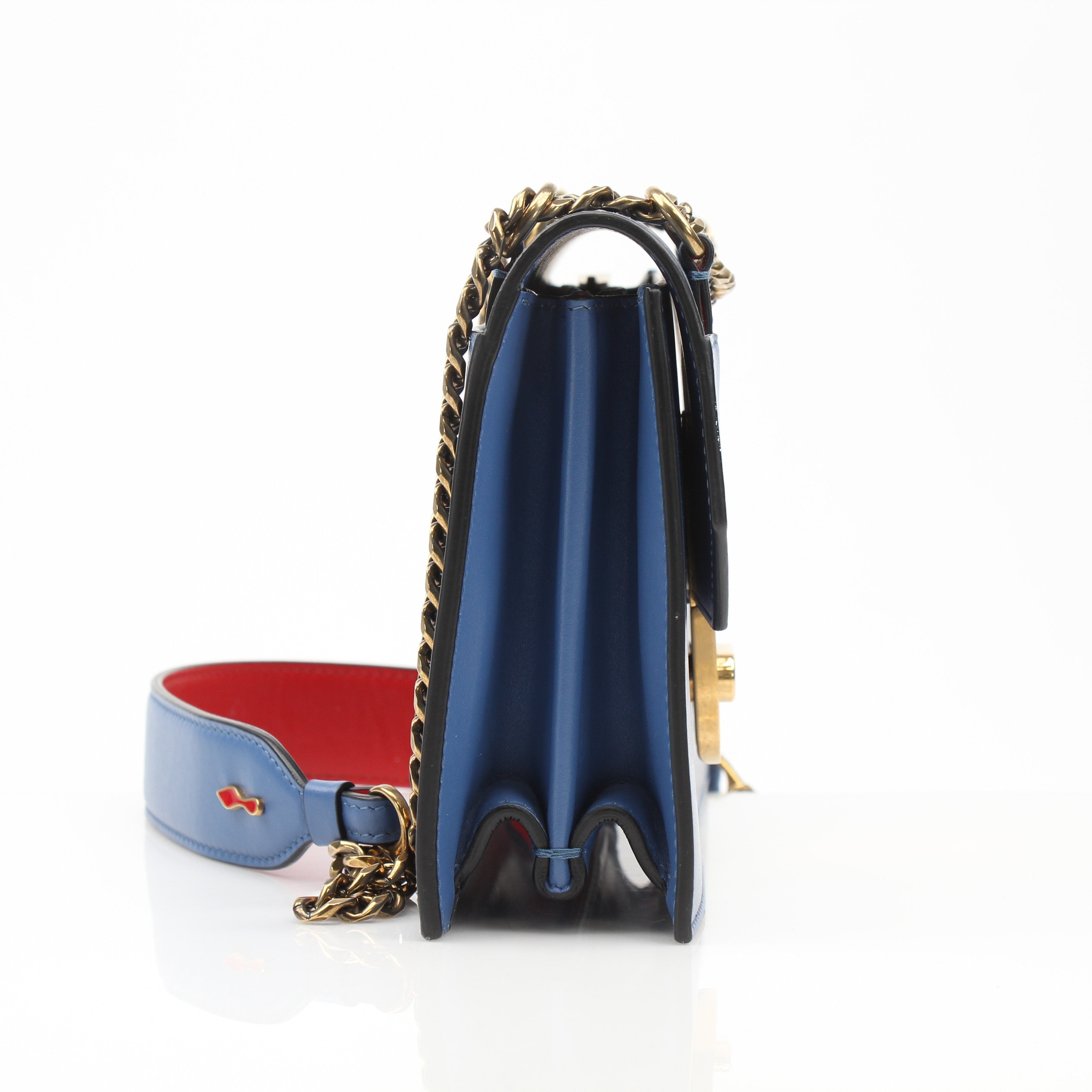Christian Louboutin Elisa shoulder handbag with gold accents, featuring a sleek design and elegant structure.