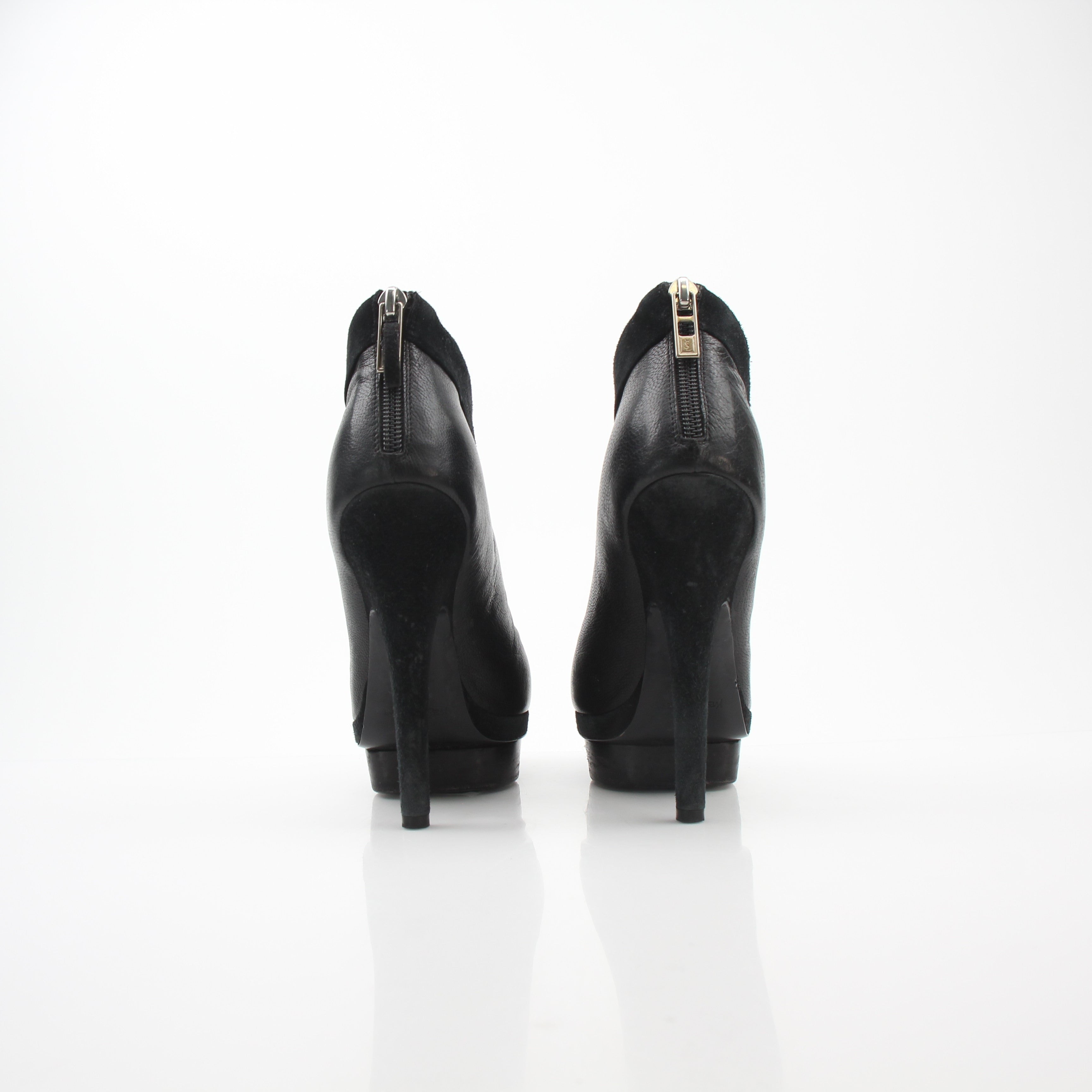 Saint Laurent Rive Gauche Black Leather Ankle Platform Pumps