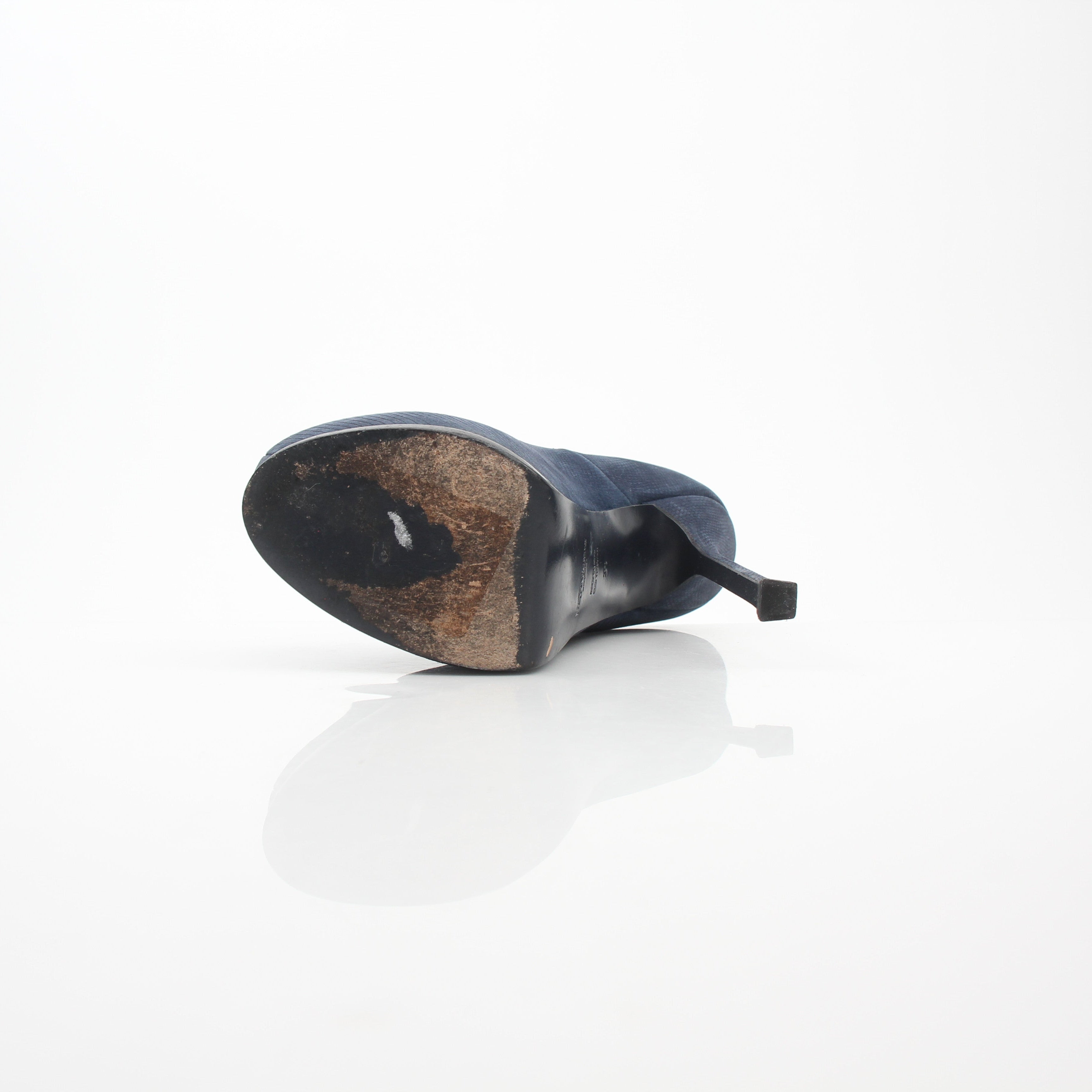 Saint Laurent Tribute Two Navy Suede Platform Pumps