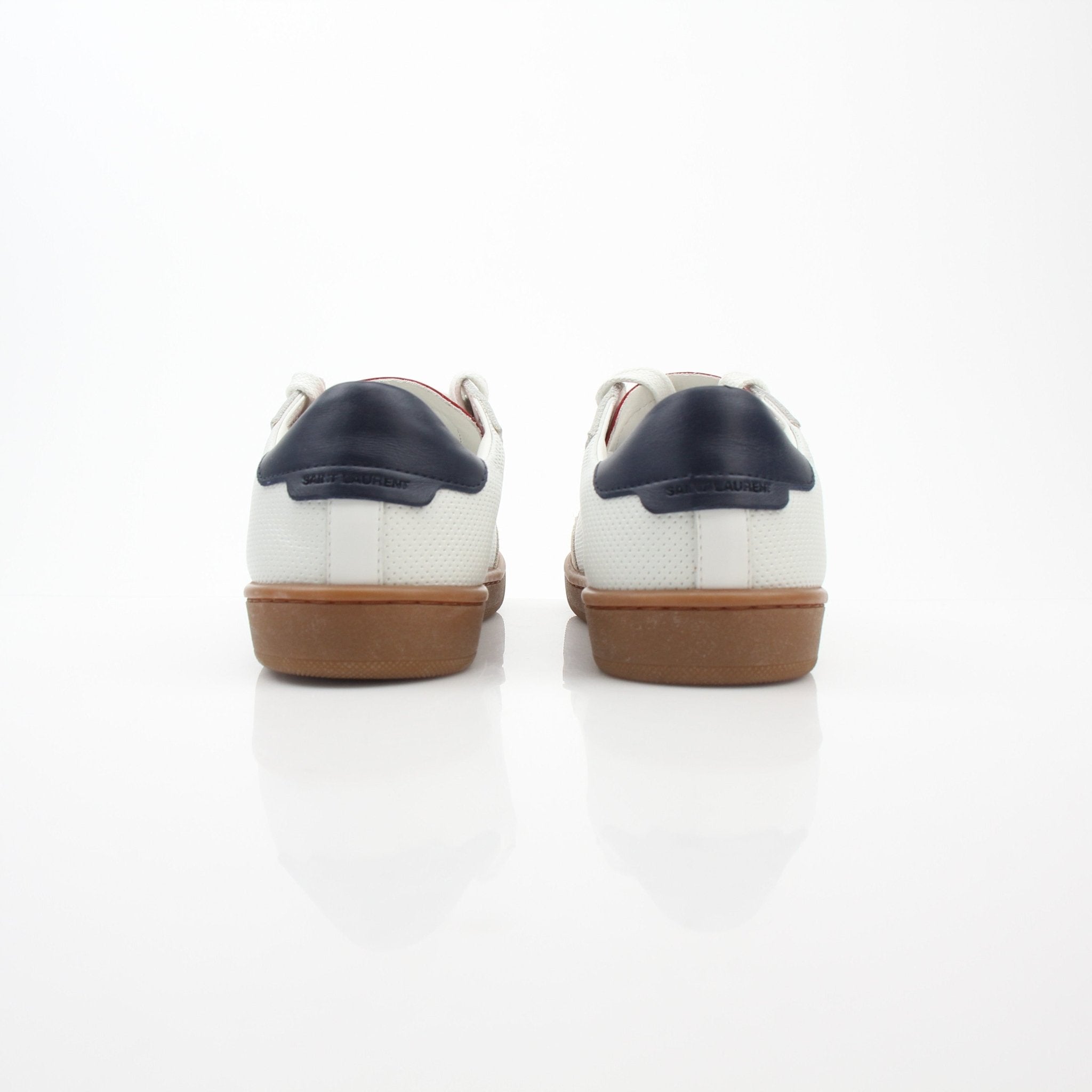 White leather Saint Laurent Court Classic SL/10 low top sneakers for men, stylish and comfortable shoes by Gold & Beyond.