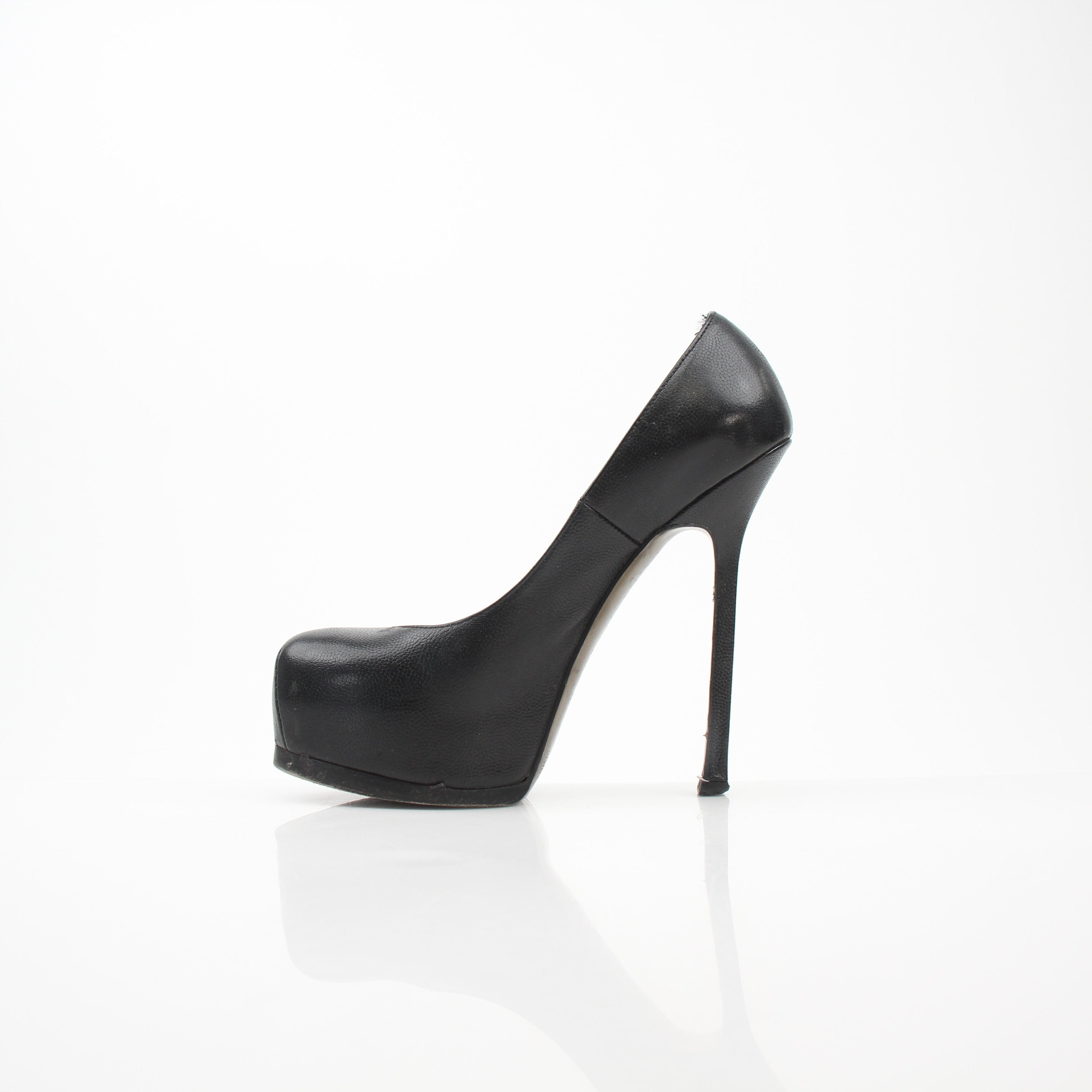 Saint Laurent Tribute Two Black Leather Platform Pumps