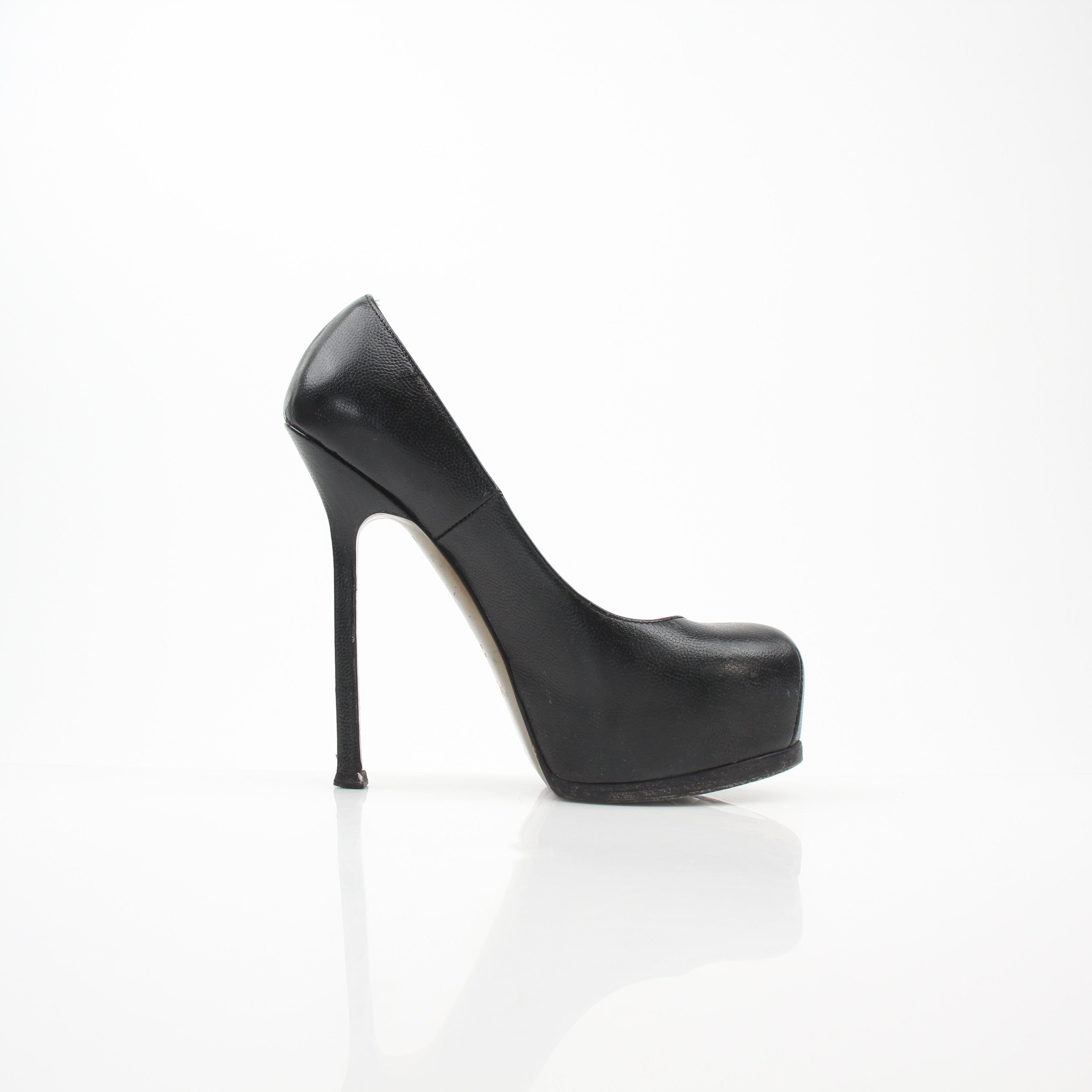 Saint Laurent Tribute Two Black Leather Platform Pumps