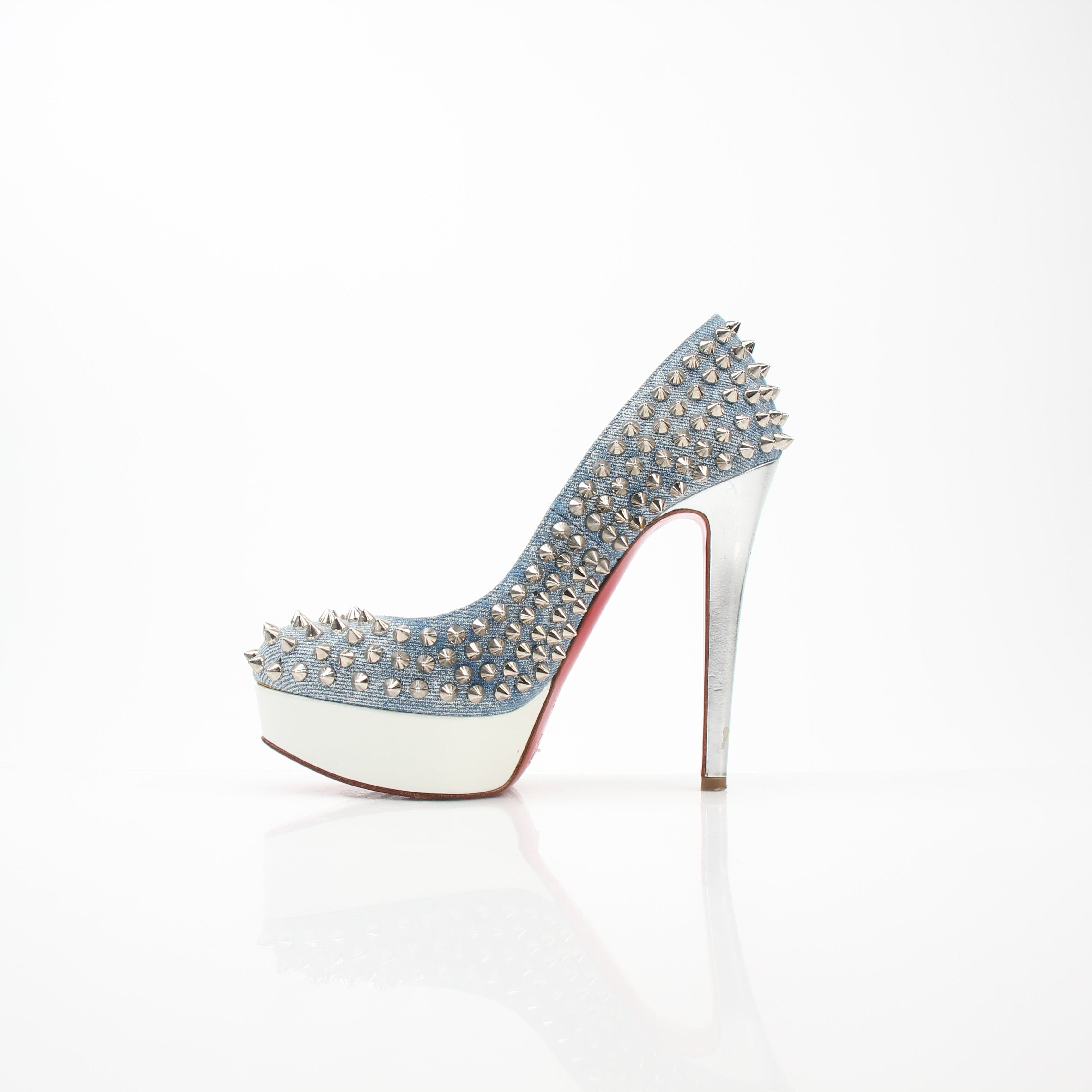 Christian Louboutin Bianca Spiked Denim Platform Pumps