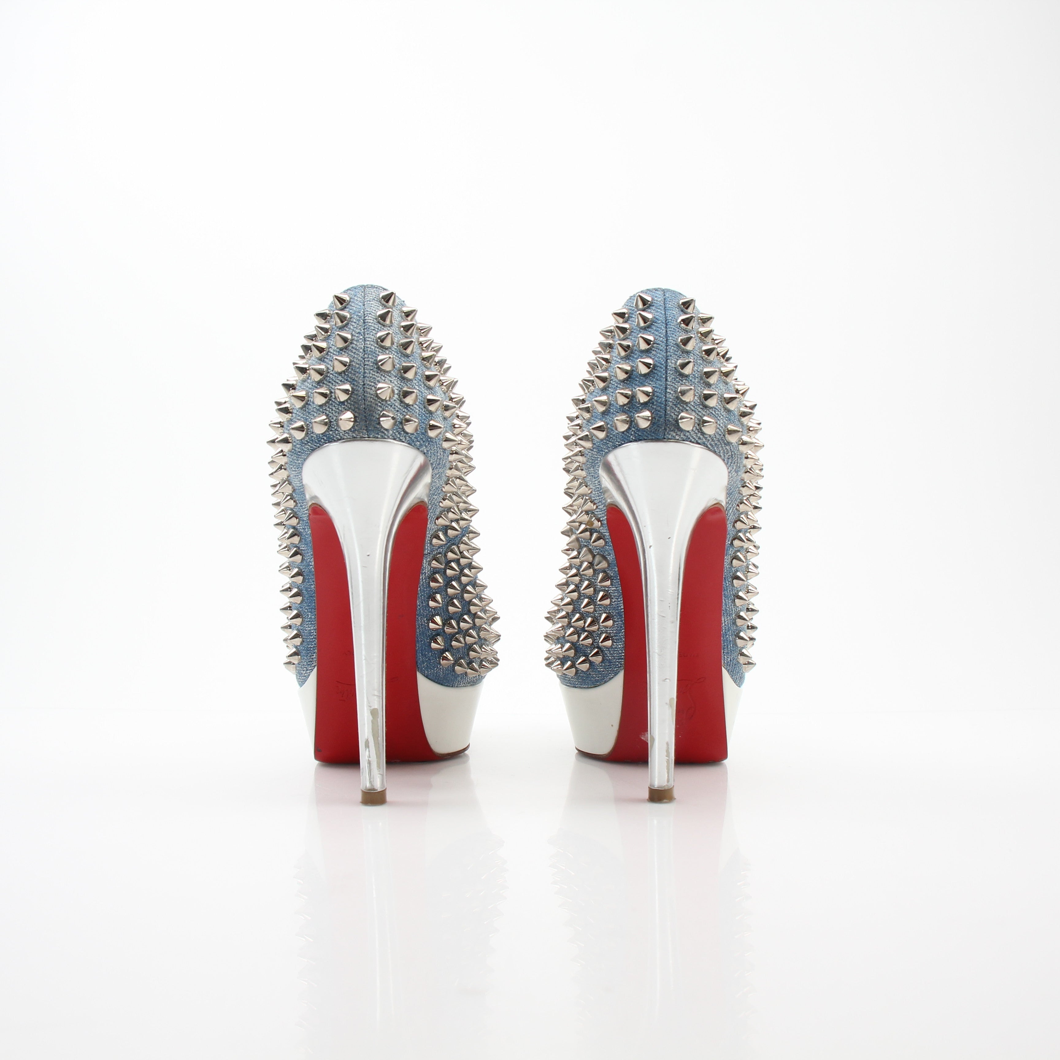 Christian Louboutin Bianca Spiked Denim Platform Pumps